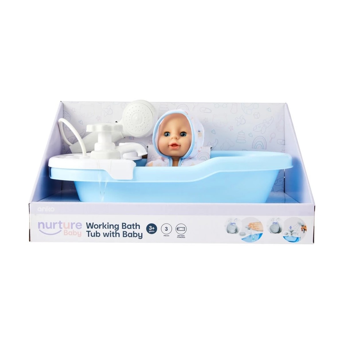 1 3 Piece Nurture Baby: Working Bath Tub with Baby Playset, 1 of 8
