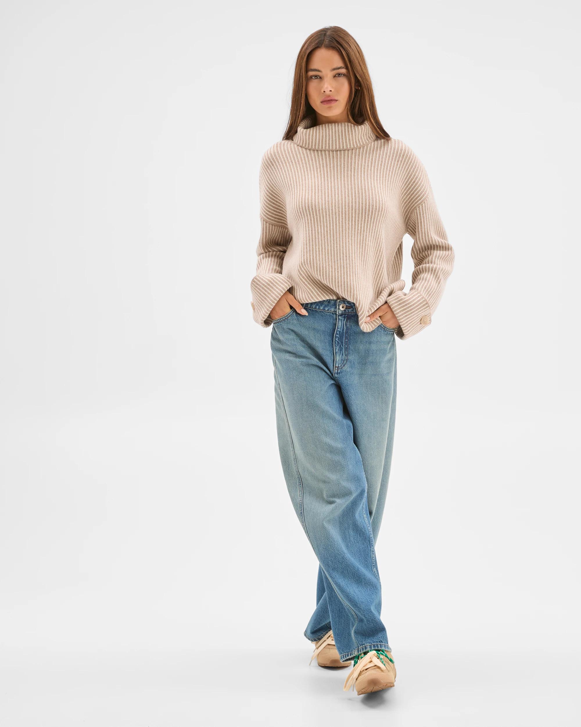2 Lily Loves High Neck Rib Jumper LIGHT CREAM, 2 of 5
