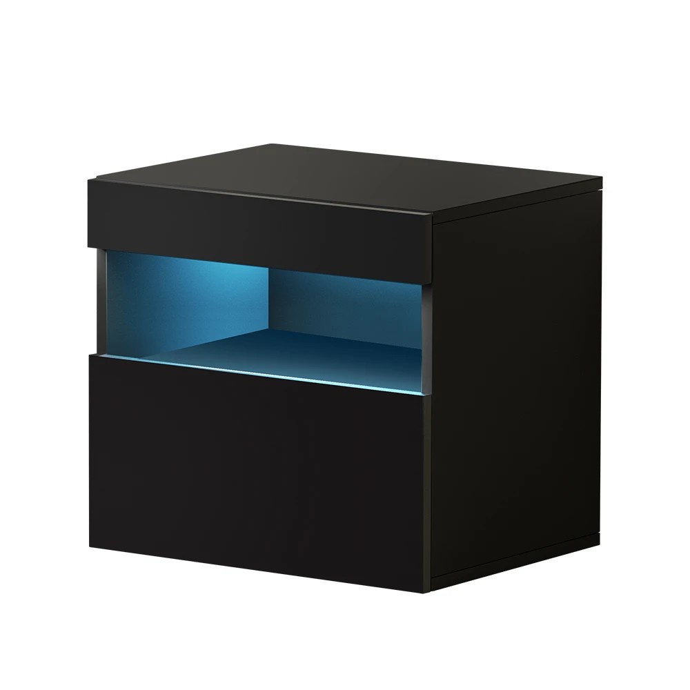 1 Artiss Bedside Table LED - Black, 1 of 5