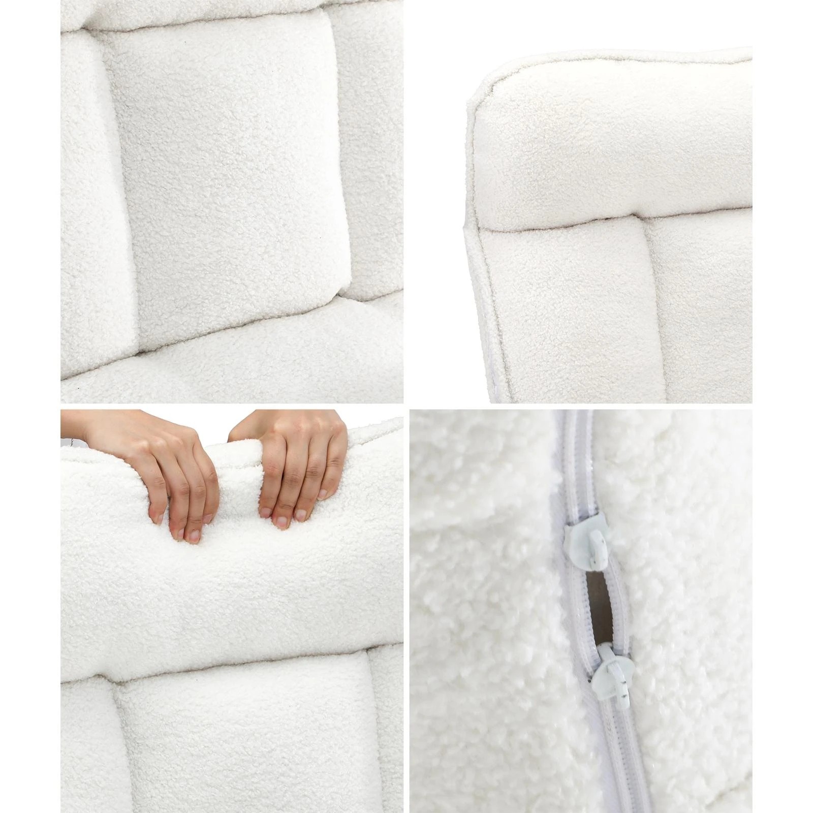 6 Oikiture Swivel Recliner Armchair Lounge Ottoman Accent Chair With Stool Sherpa
 - White, 6 of 10