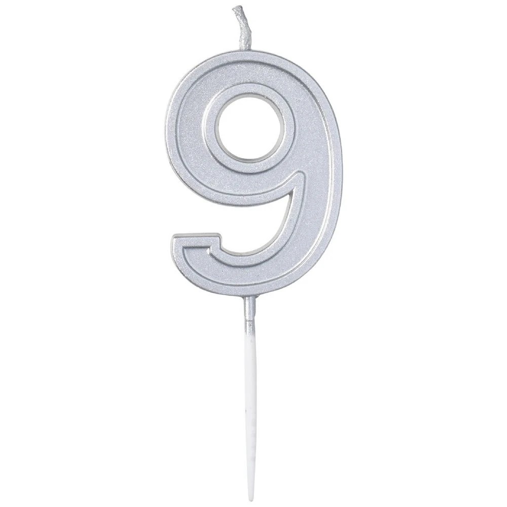 2 Otto Candle Number 9 Silver, 2 of 2