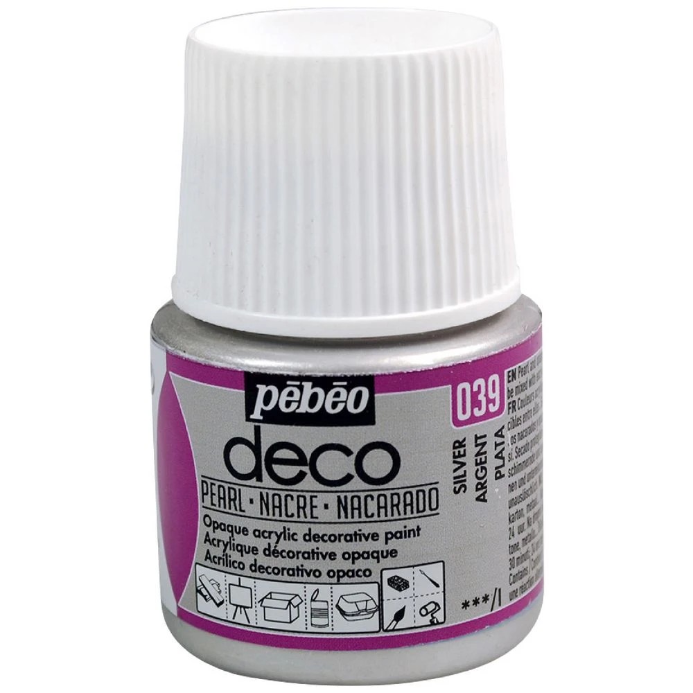 1 Pebeo Deco Acrylic Paint Pearl 45mL Silver, 1 of 1