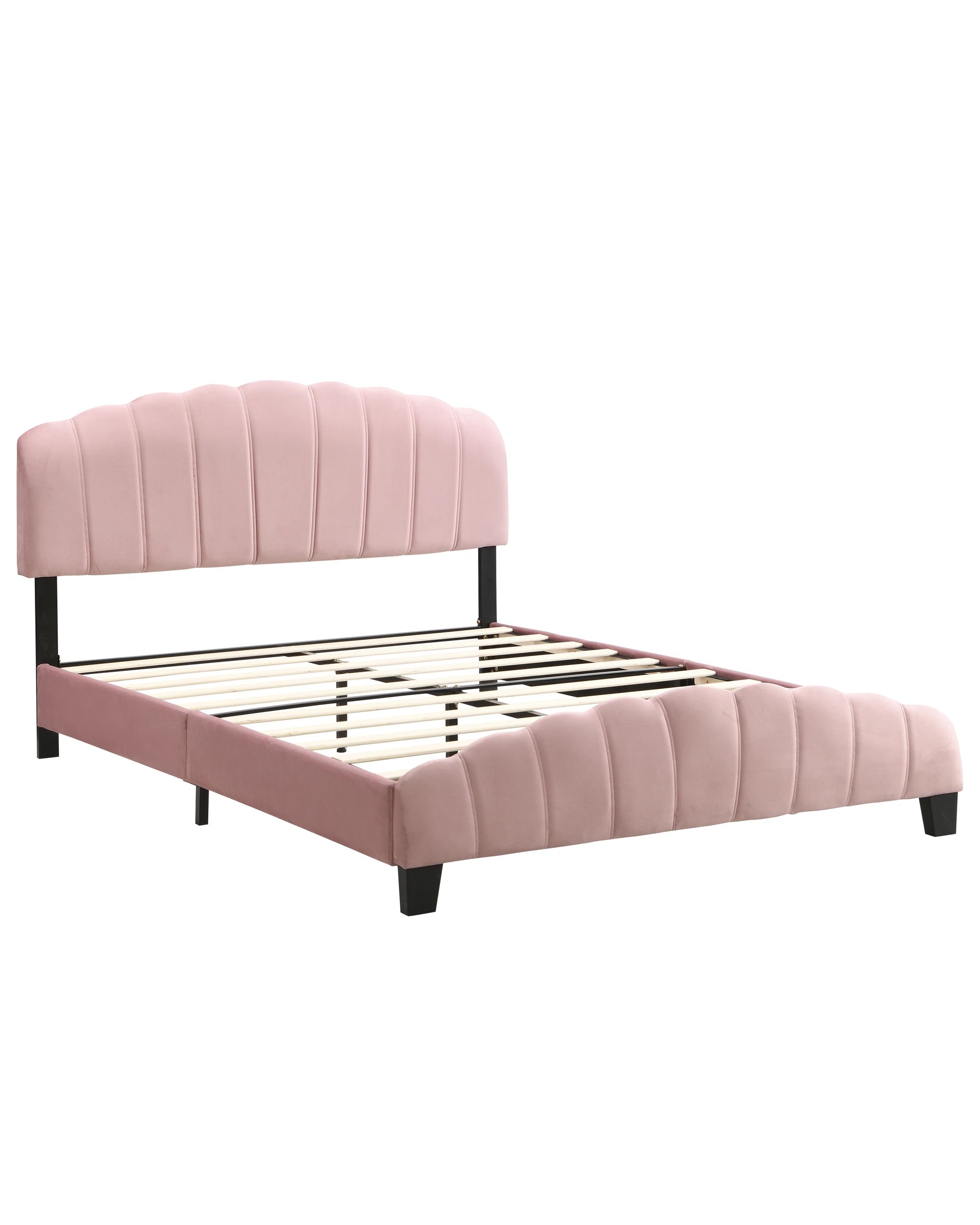 1 IHOMDEC BEF04 Shell Queen Bed Frame - Pink - Pink, 1 of 10