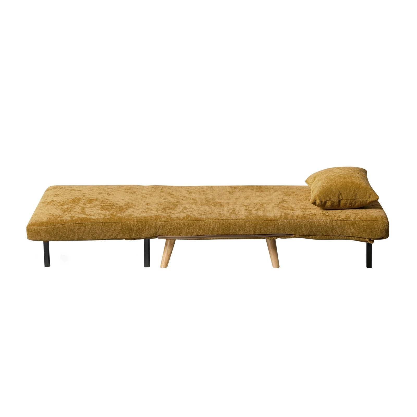 6 Oikiture 1 Seater Sofa Bed Folding Lounge Recliner Chenille - Yellow, 6 of 9