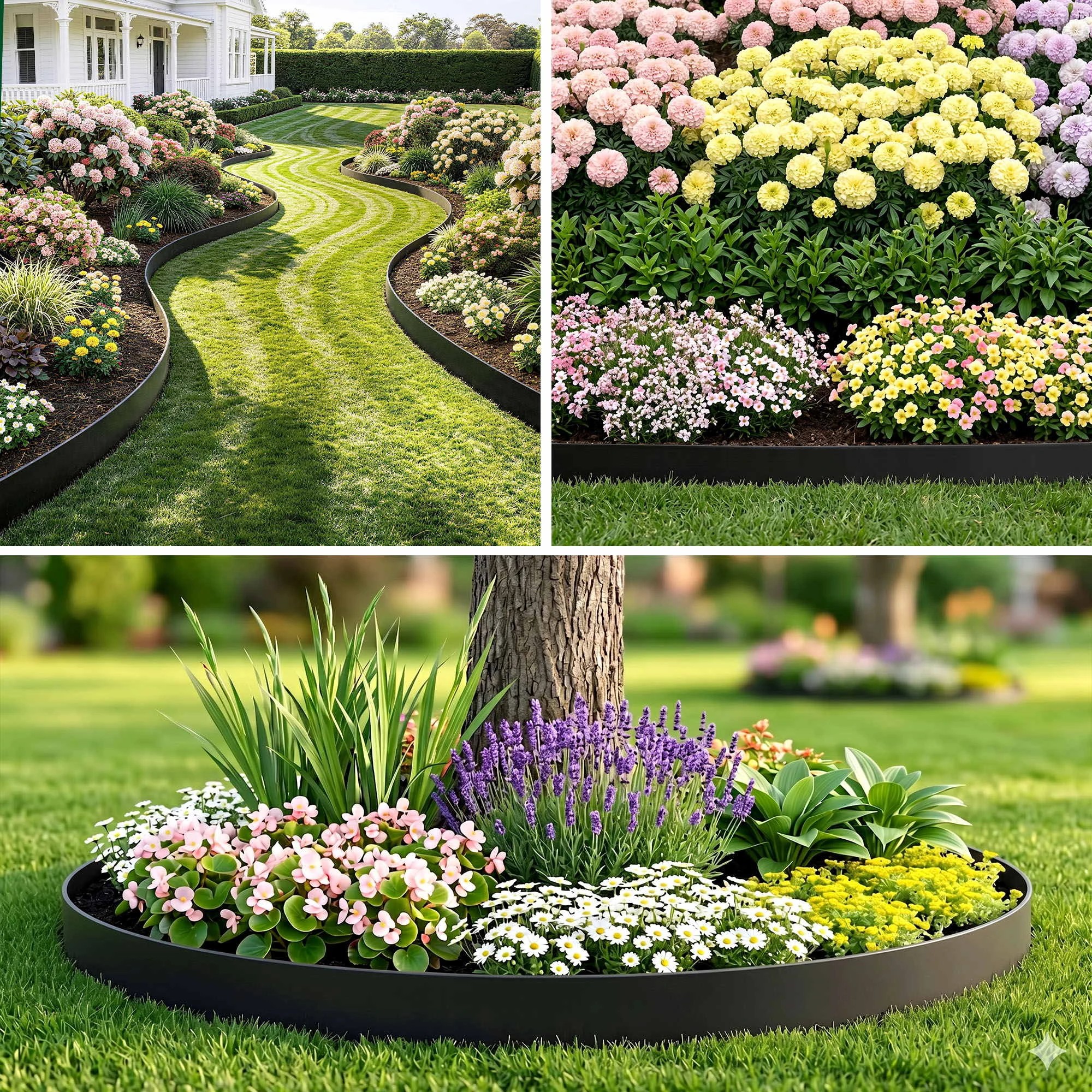 6 Green Fingers Garden Edging 60ft 30pcs Flexible Garden Border Plastic Lawn Edging - Black, 6 of 7