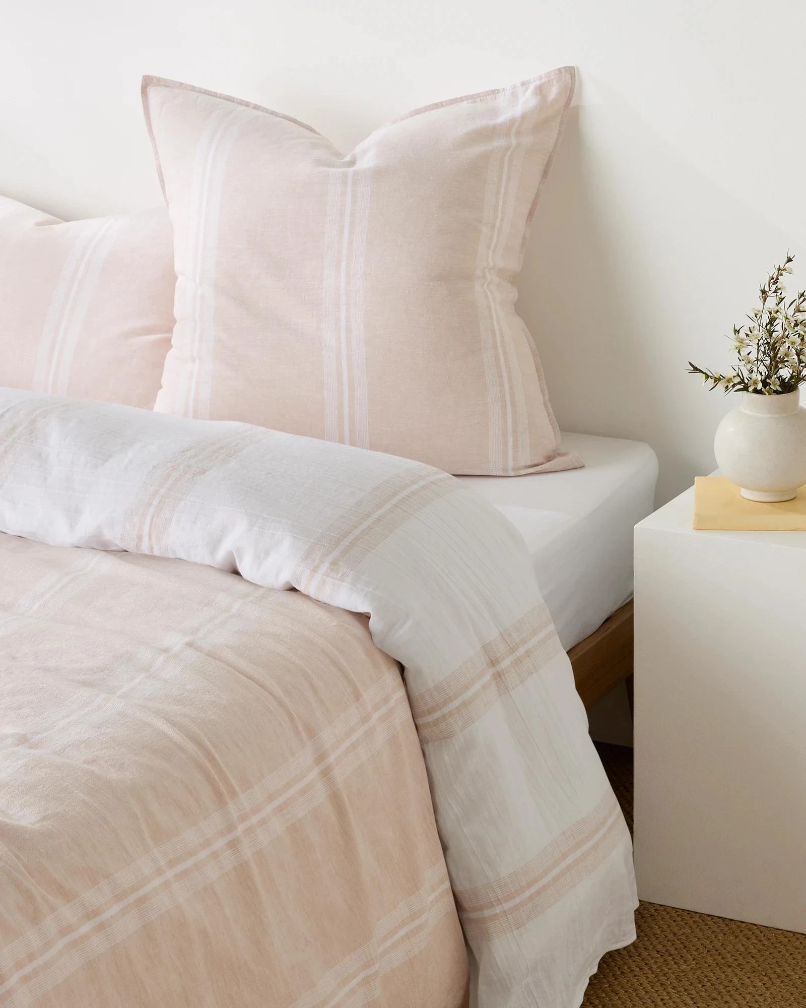 1 Target Rowie Stripe Linen/Cotton European Pillowcase - Queen Bed - Natural, 1 of 4