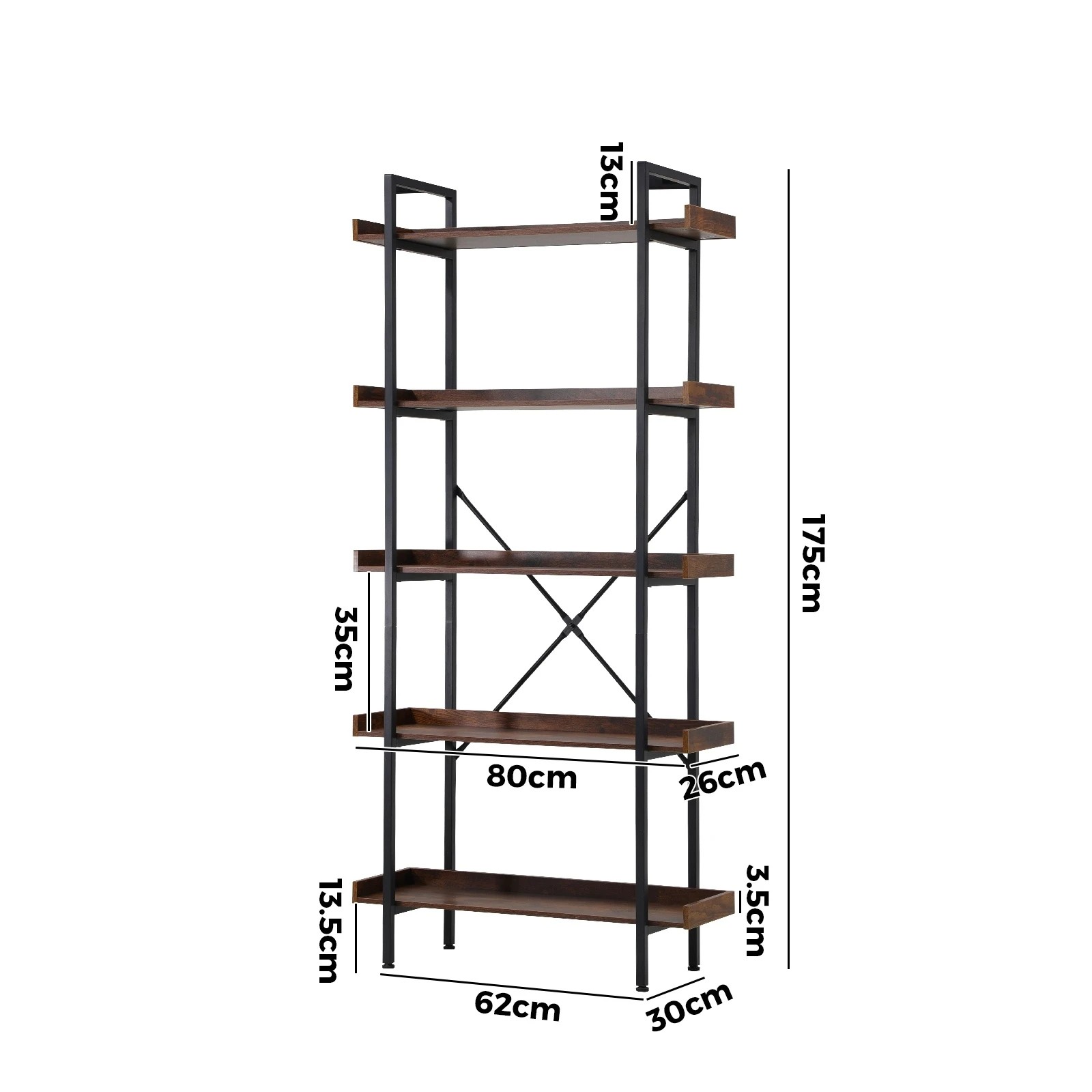 7 Oikiture Display Shelf 5-tier Bookshelf Shelves Storage Bookcase Stand Rack 80cm
 - Multi, 7 of 9
