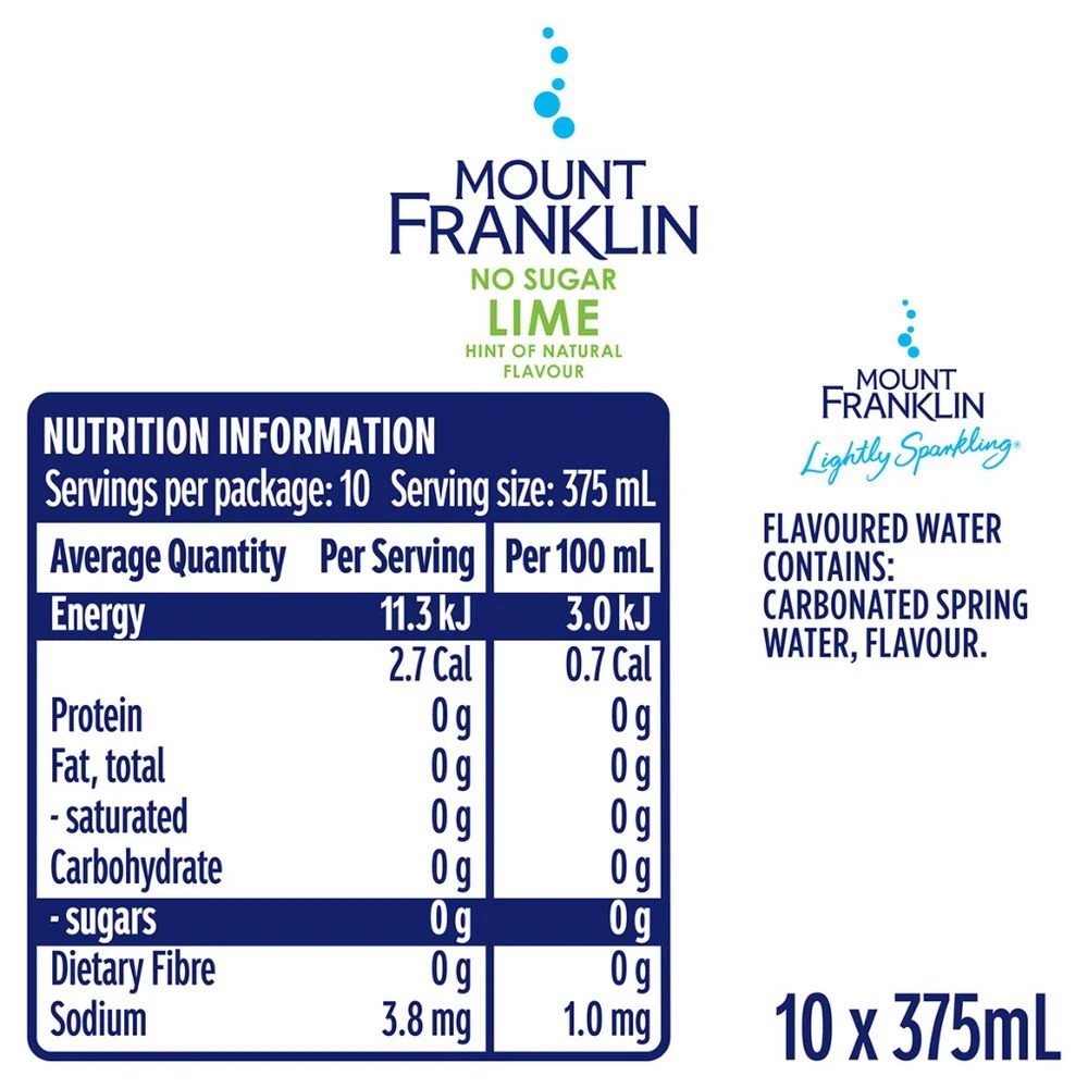 5 Mt Franklin Lightly Sparkling Lime Cans 375mL 20 Pack, 5 of 5