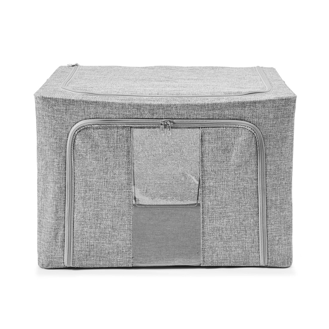 5 Linen Look Collapsible Box with Window - Large, Charcoal, 5 of 10