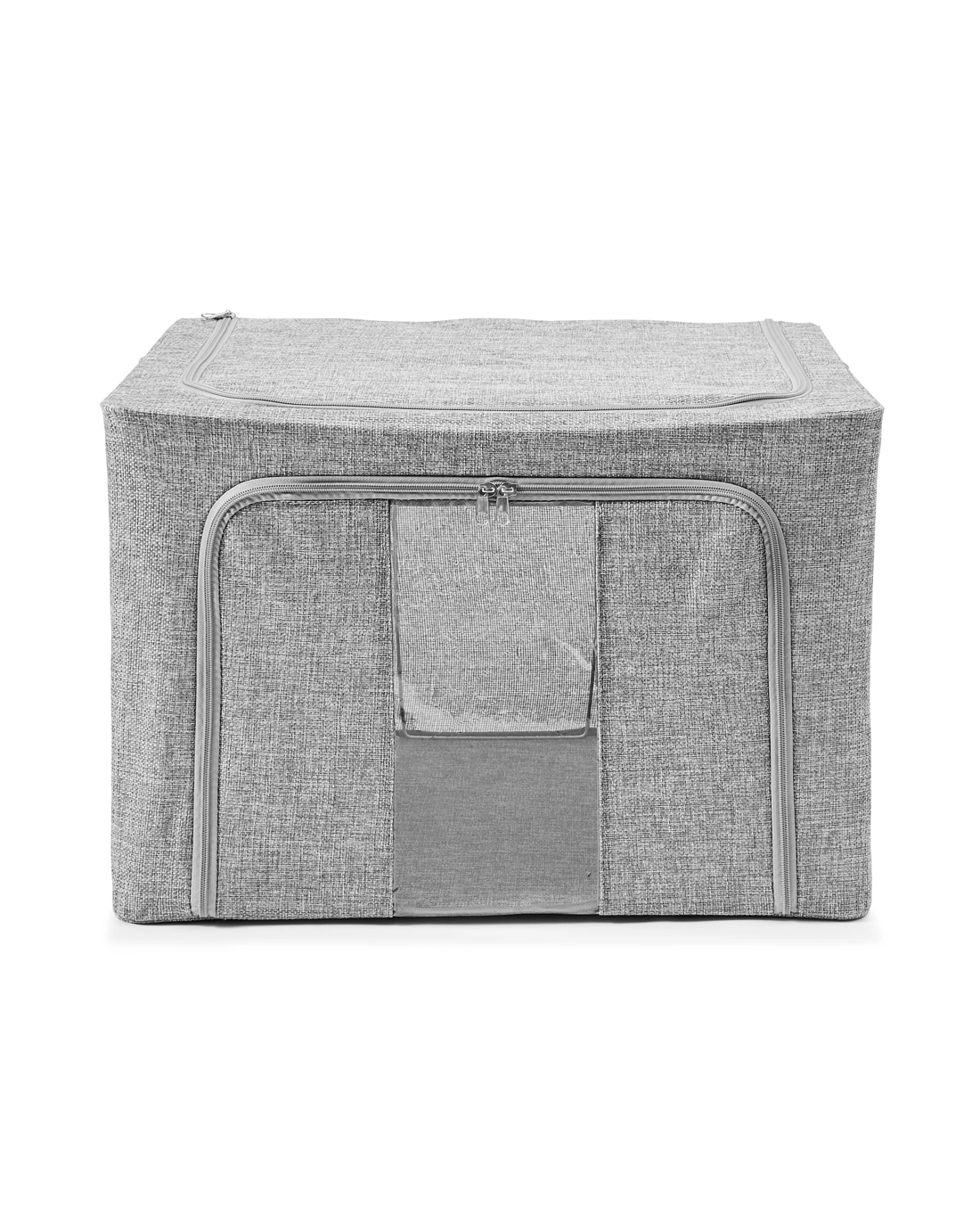 5 Linen Look Collapsible Box with Window - Large, Charcoal, 5 of 10