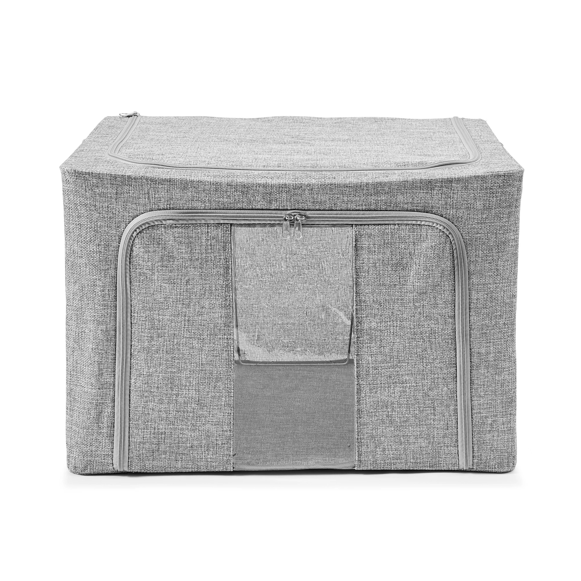 5 Linen Look Collapsible Box with Window - Large, Charcoal, 5 of 10