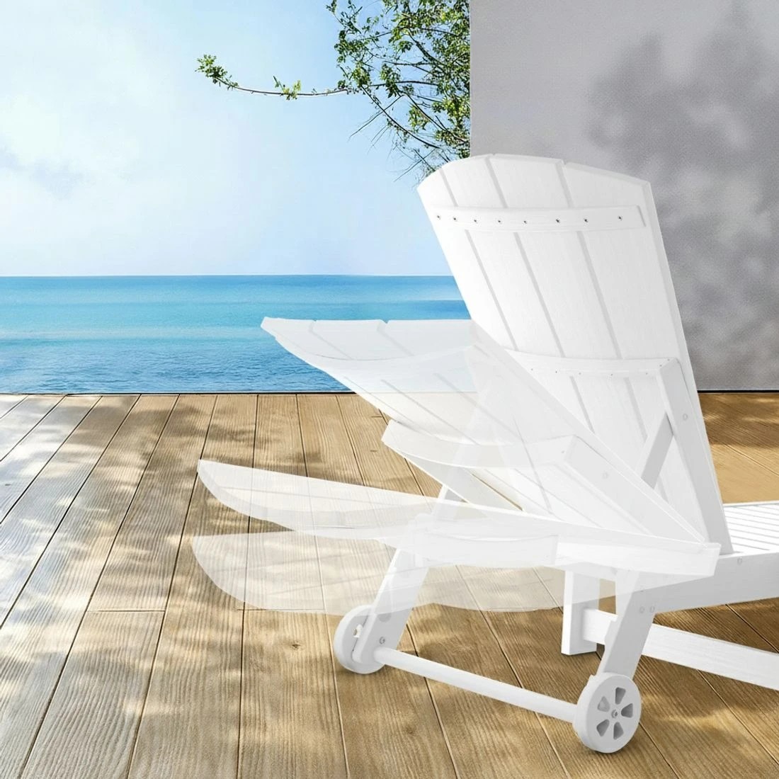 5 Gardeon Sun Lounge Beach Chair HDPE Adirondack Lounger Patio Outdoor Furniture with - White, 5 of 7
