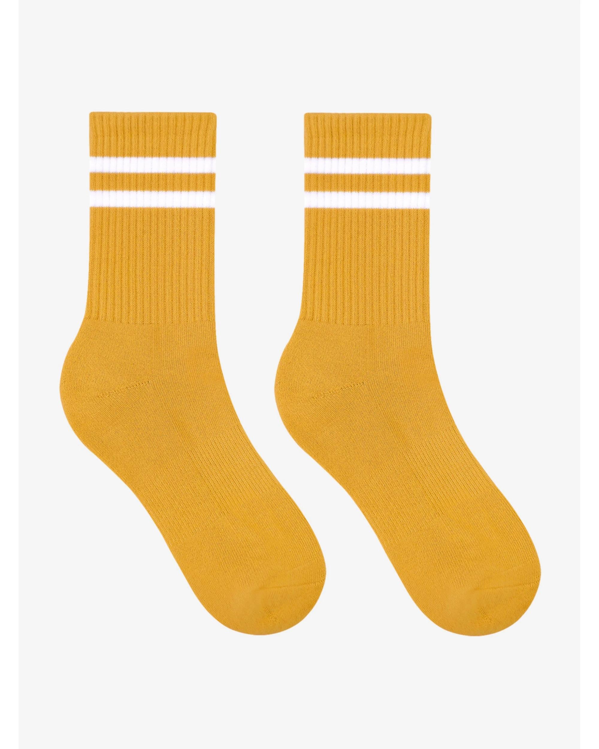 5 Advwin Medium Brown Crew Socks for Sports and Daily Wear Yellow, 5 of 5