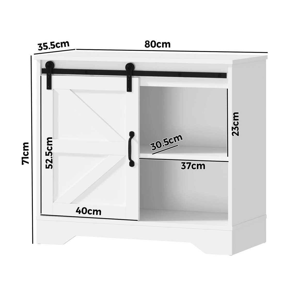 9 Oikiture Sideboard Buffet Sliding Door
 - White, 9 of 10