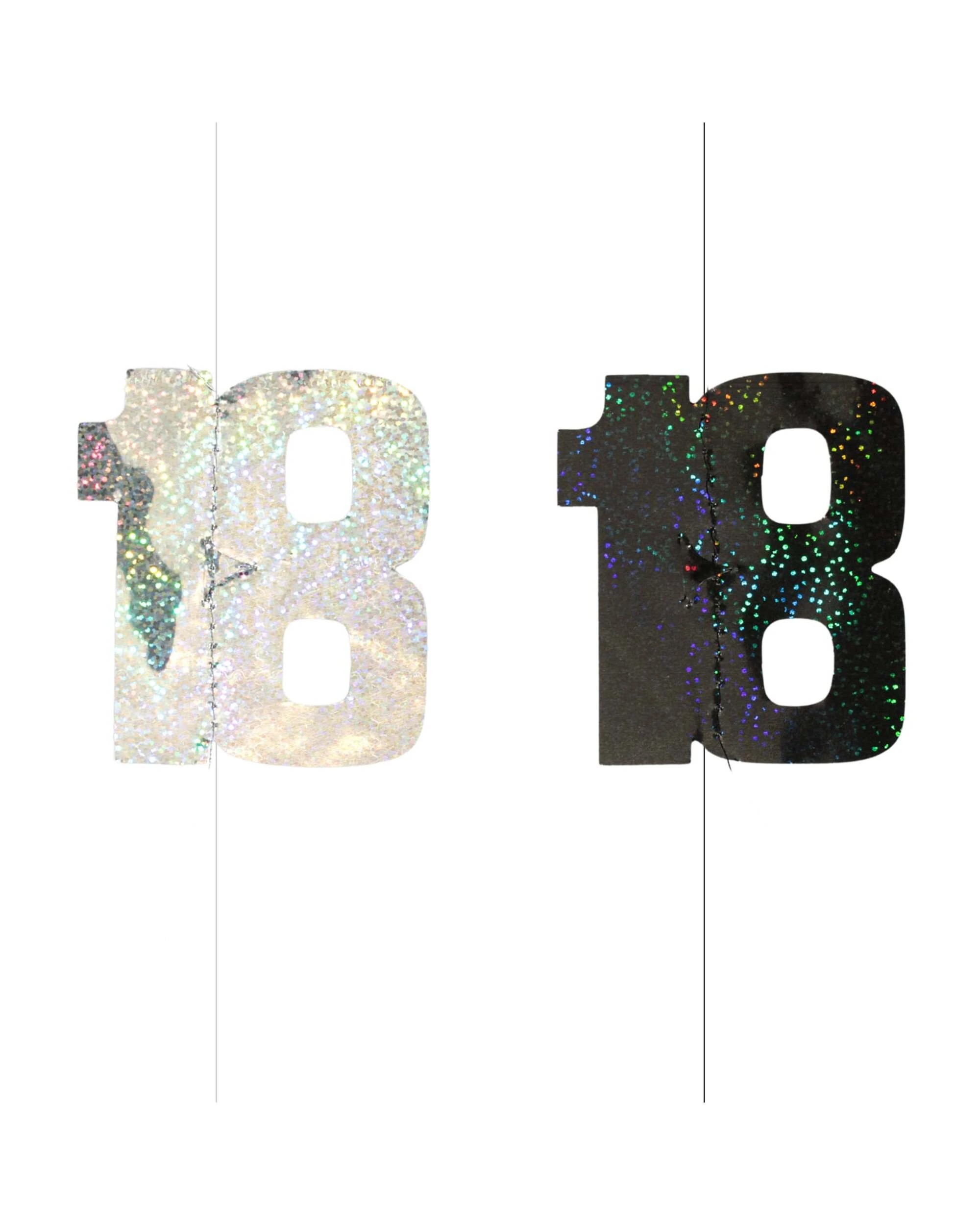 2 Unique Glitz Silver and Black 18th Birthday String Decorations Pack of 6 - Silver, 2 of 4