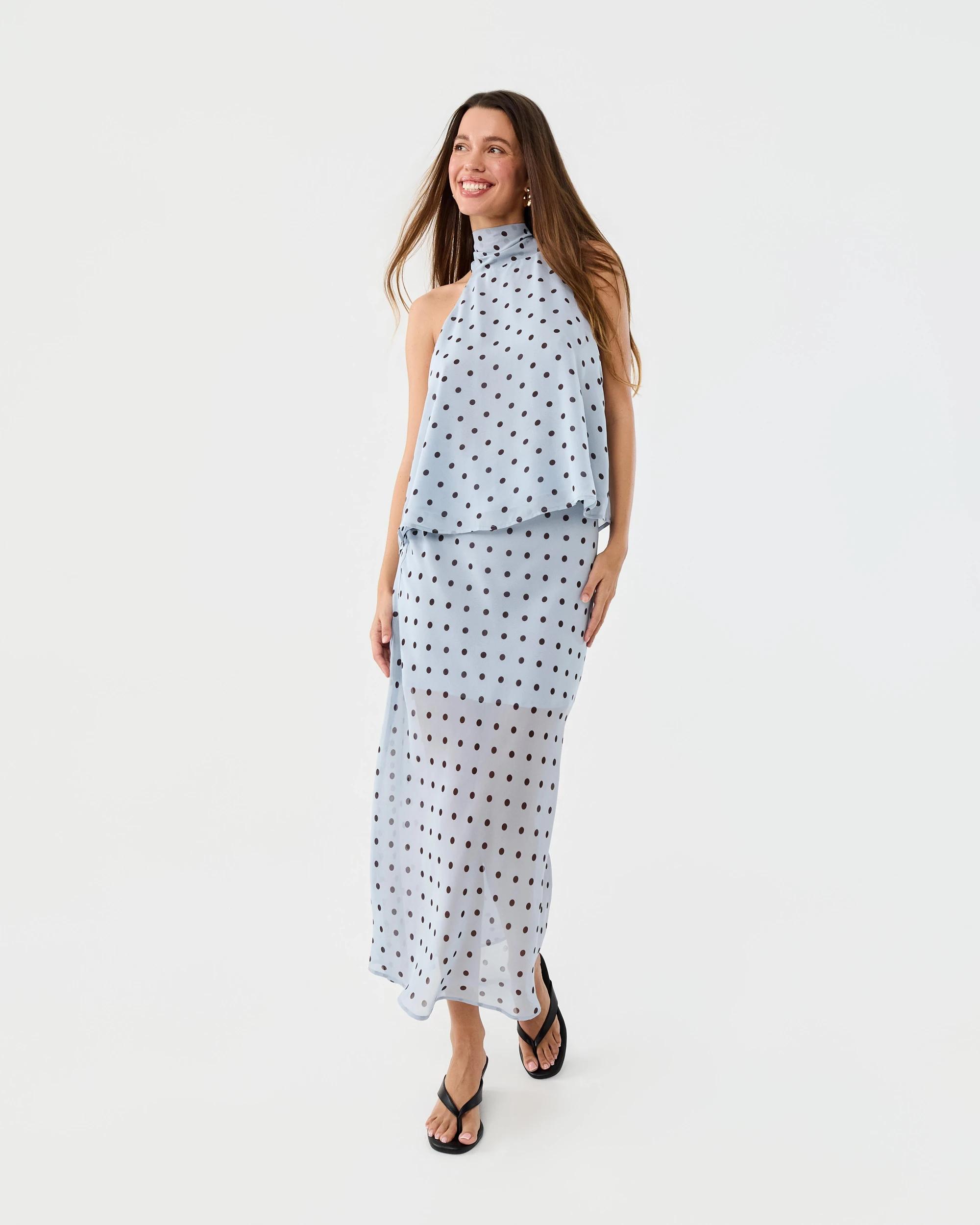 2 Chiffon Maxi Skirt Blue Spot, 2 of 7