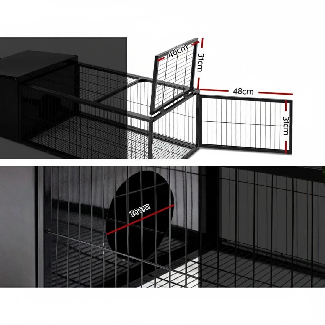 5 i.Pet Rabbit Cage 122x52cm Hutch Enclosure Carrier Metal - Black, 5 of 6