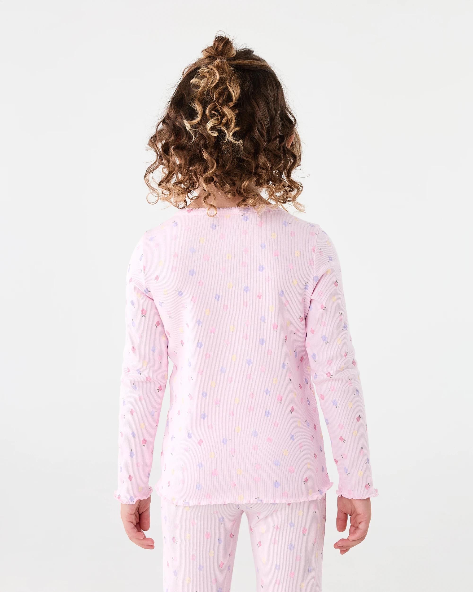 2 Long Sleeve Rib T-shirt Pnk Flwrs, 2 of 7