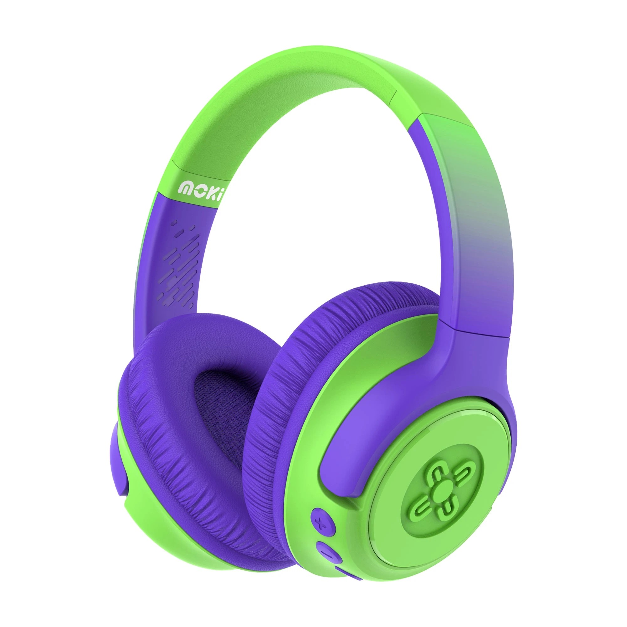 1 Moki Mixi Kids Volume-Limited Wireless Headphones - Green/Purple - Multi, 1 of 4