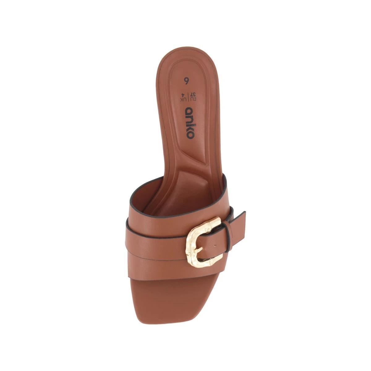 3 Buckle Low Heel Mules Tan, 3 of 5