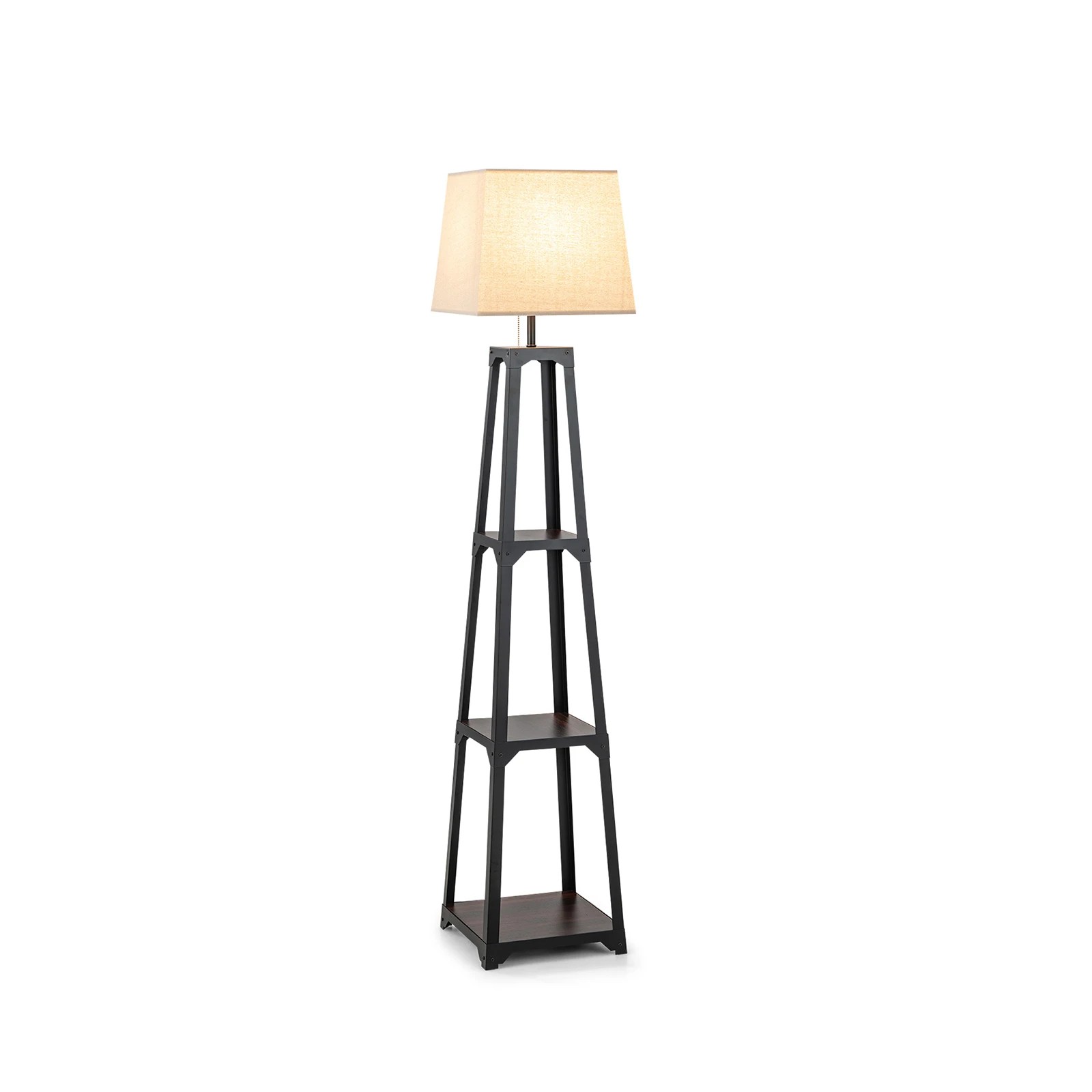1 Costway Trapezoidal Floor Lamp Corner Lamp w/3-Tier Storage Display Shelf, 1 of 1