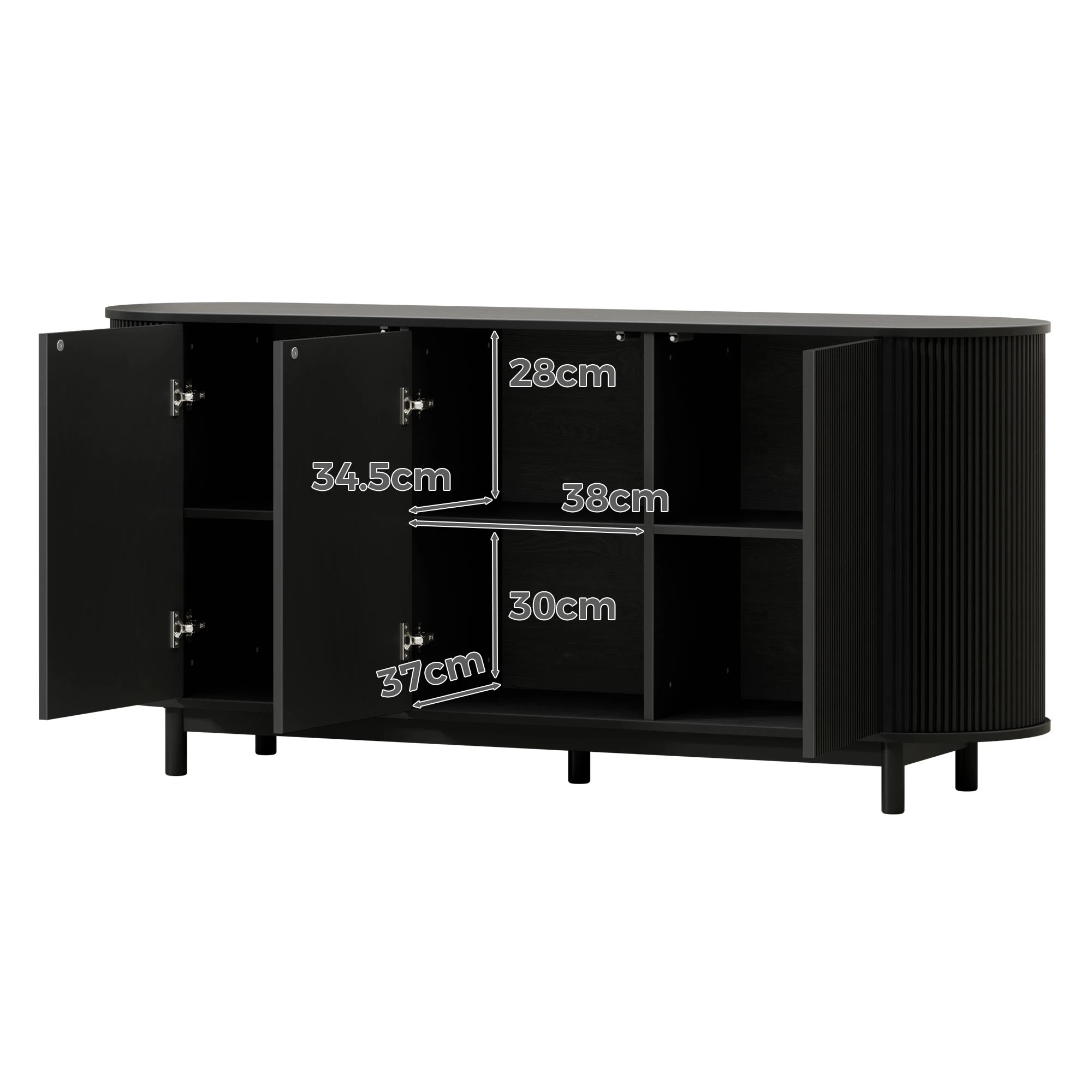 9 Alfordson Buffet Sideboard Cabinet Storage 3 Doors - Black, 9 of 10