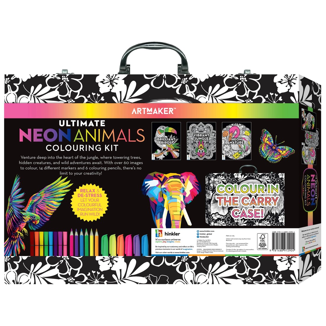 2 Art Maker Neon Jungle Colouring Carry Case, 2 of 9
