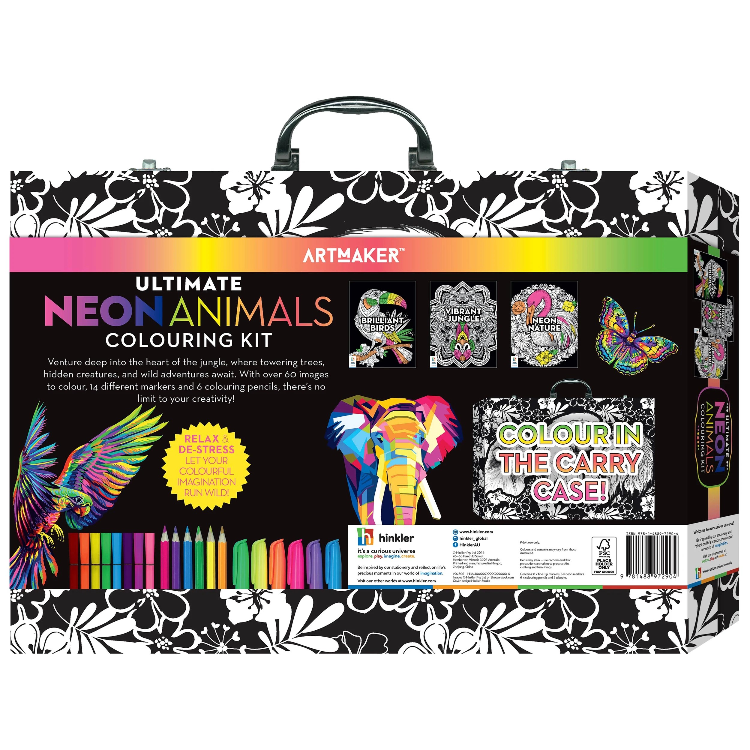 2 Art Maker Neon Jungle Colouring Carry Case, 2 of 9
