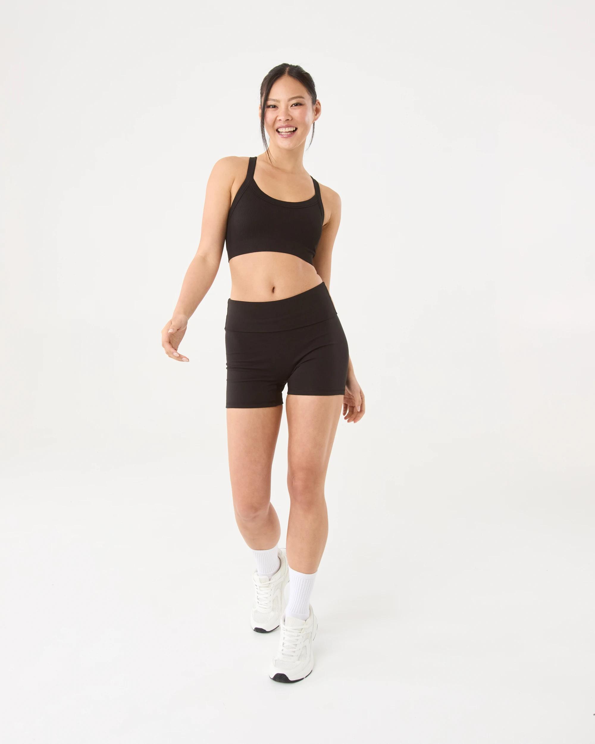 2 Active Womens Seamfree Support Crop Top Black, 2 of 9