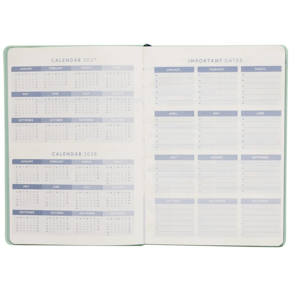 3 Officeworks A5 Week to View 2027 Premium Diary Green/Navy, 3 of 7