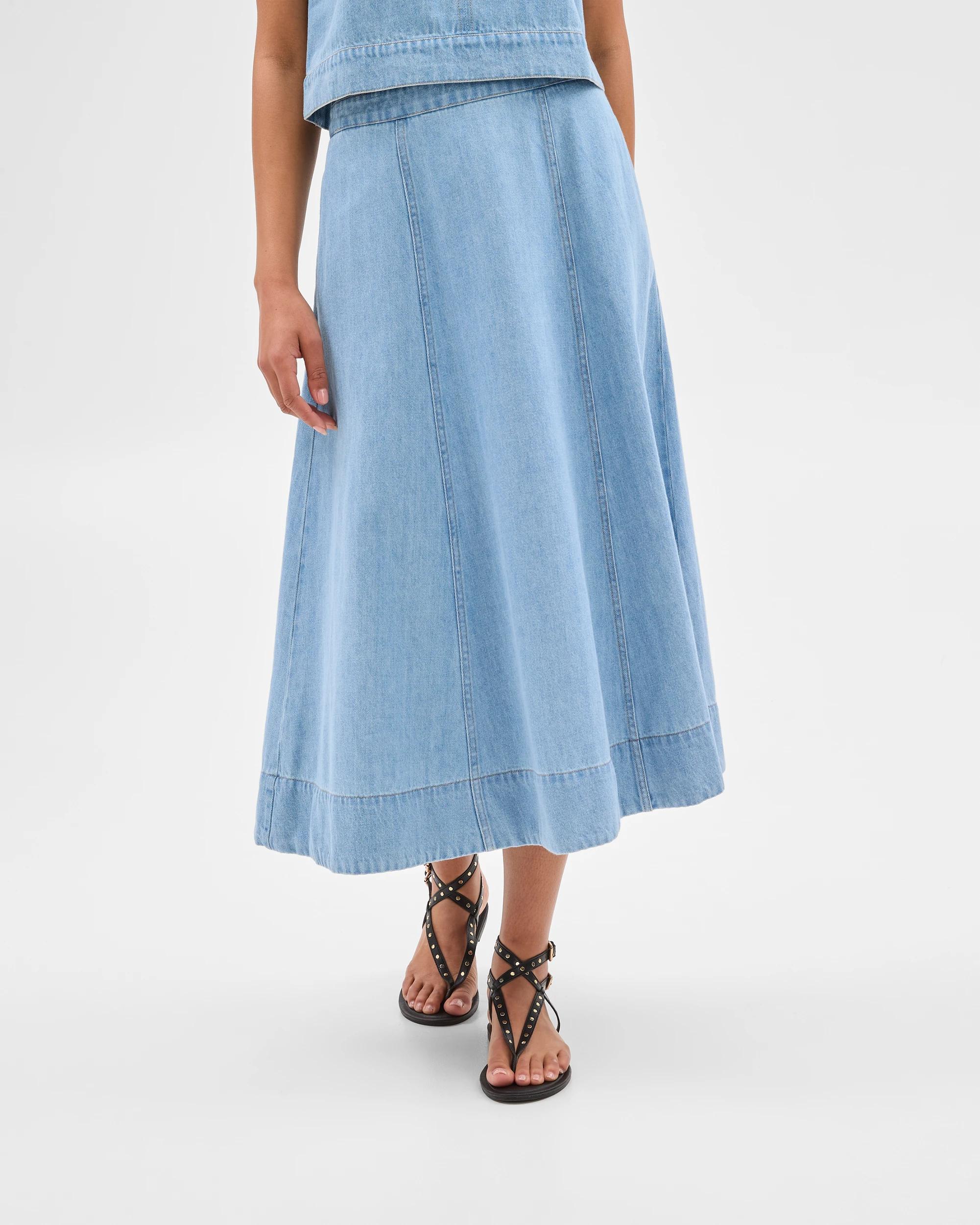 2 Target Panelled Denim Midi Skirt ERA BLUE, 2 of 5