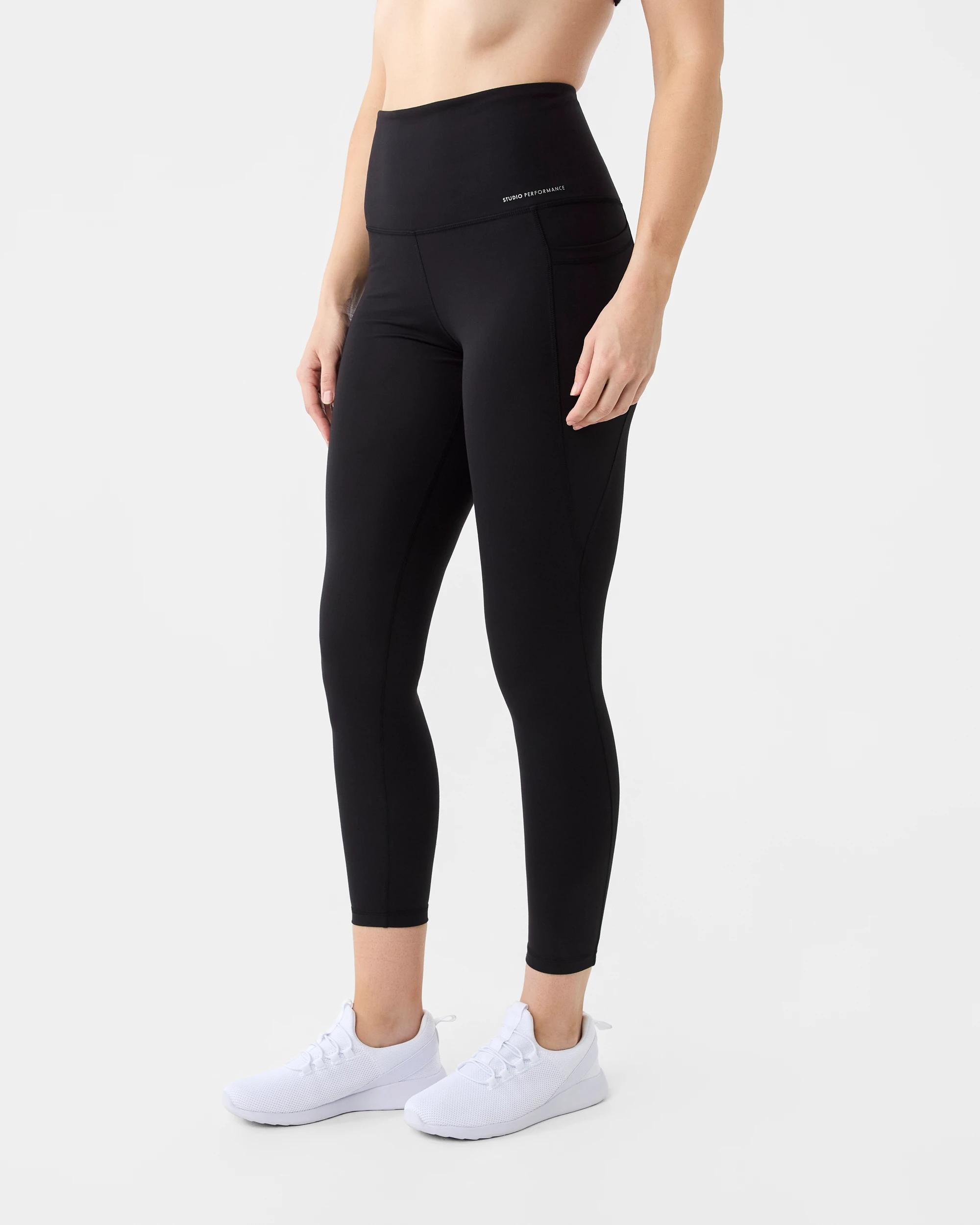 2 Active Womens Ultra High Rise Full Length Studio Leggings Black, 2 of 8