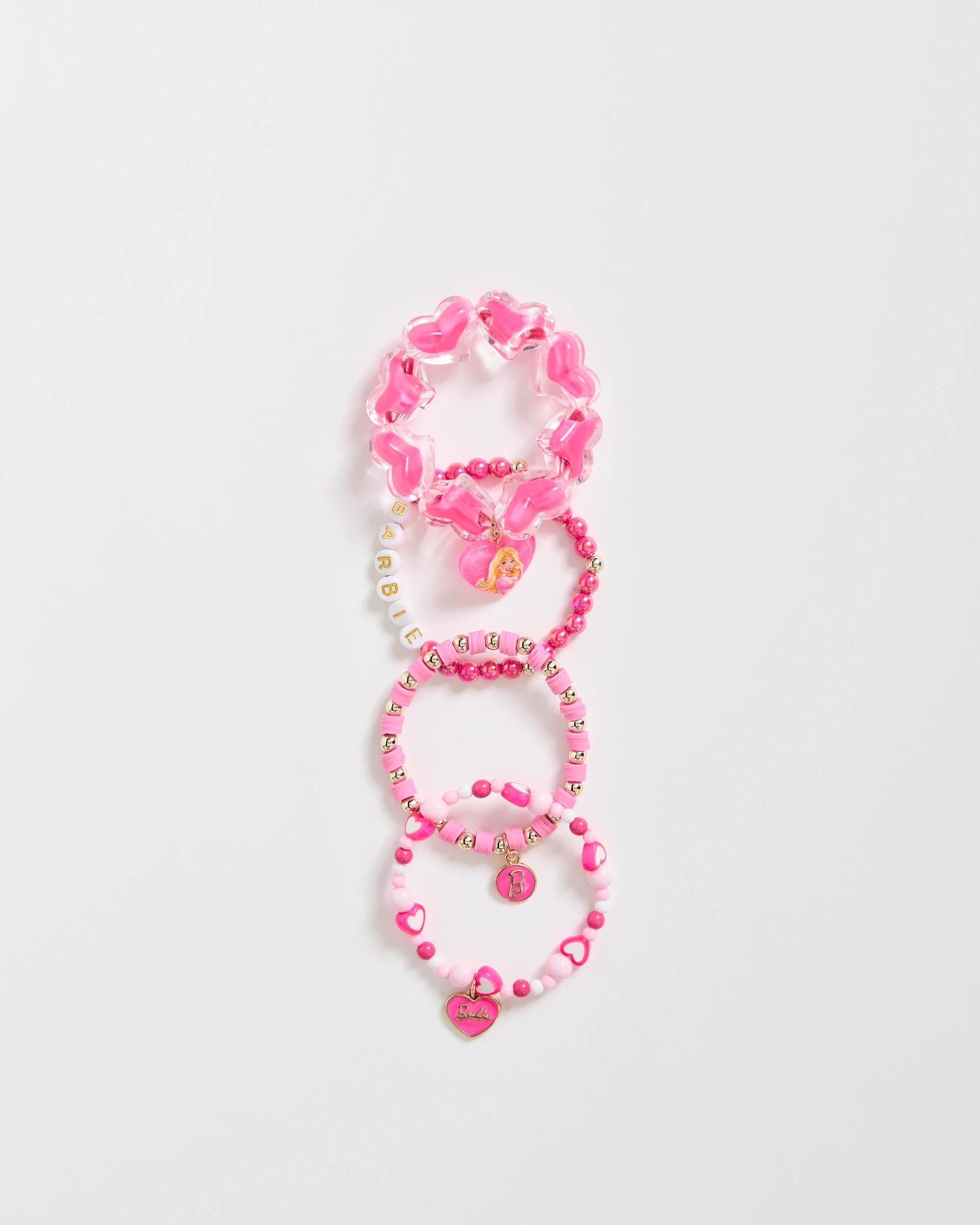 1 Barbie 4 Pack Stretch Bracelets PINK, 1 of 3