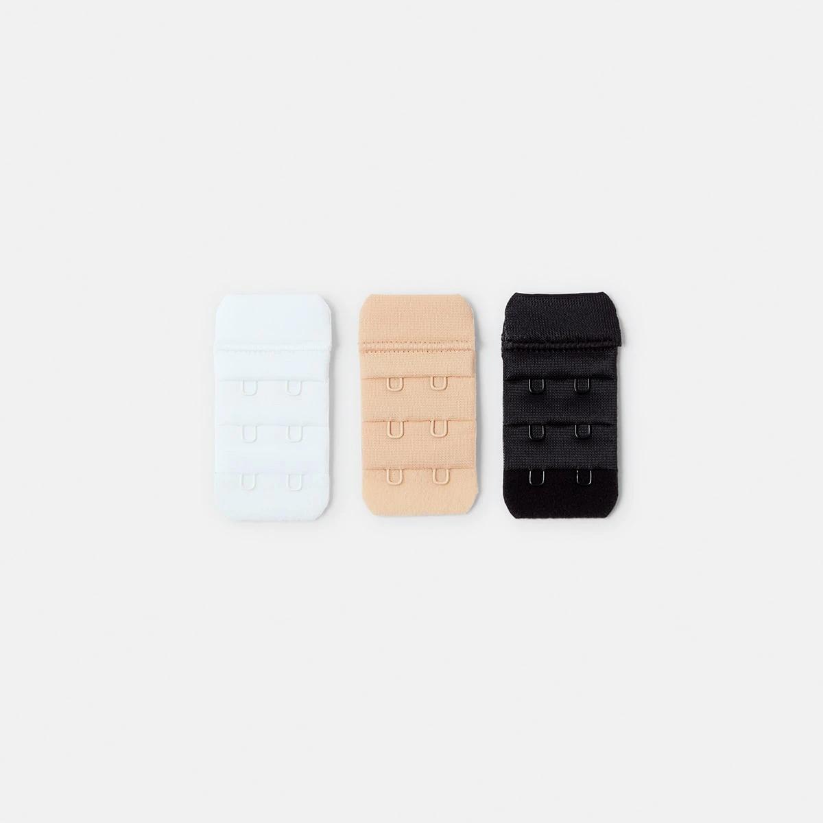 1 3 Pack 2-Hook Bra Extender BLACK, BEIGE, WHITE, 1 of 4