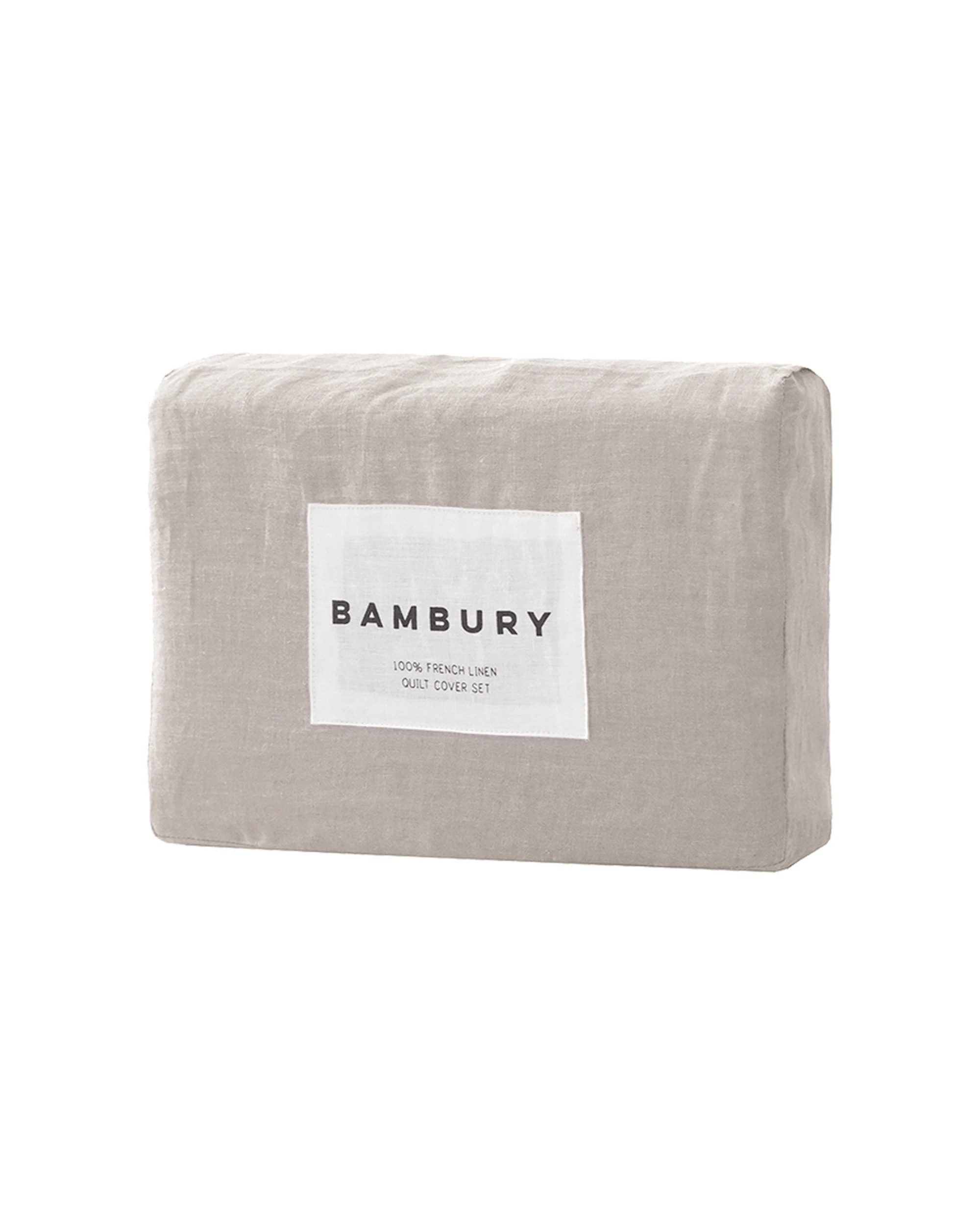 3 Bambury Linen Quilt Cover Set Pebble Soft Woven - Beige, 3 of 5
