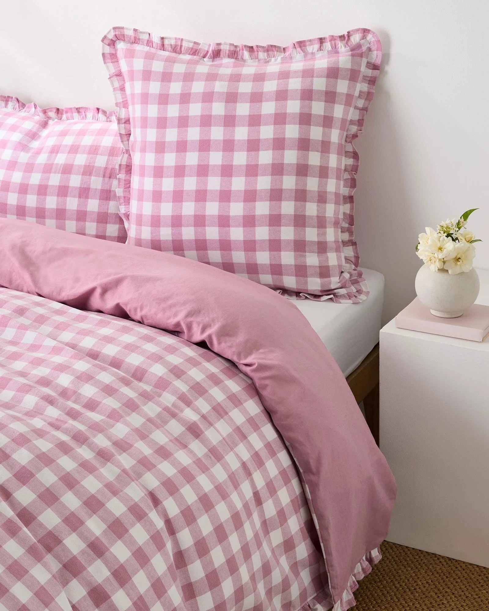 1 Target Lulu Gingham Linen/Cotton European Pillowcase - Queen Bed - Pink, 1 of 3