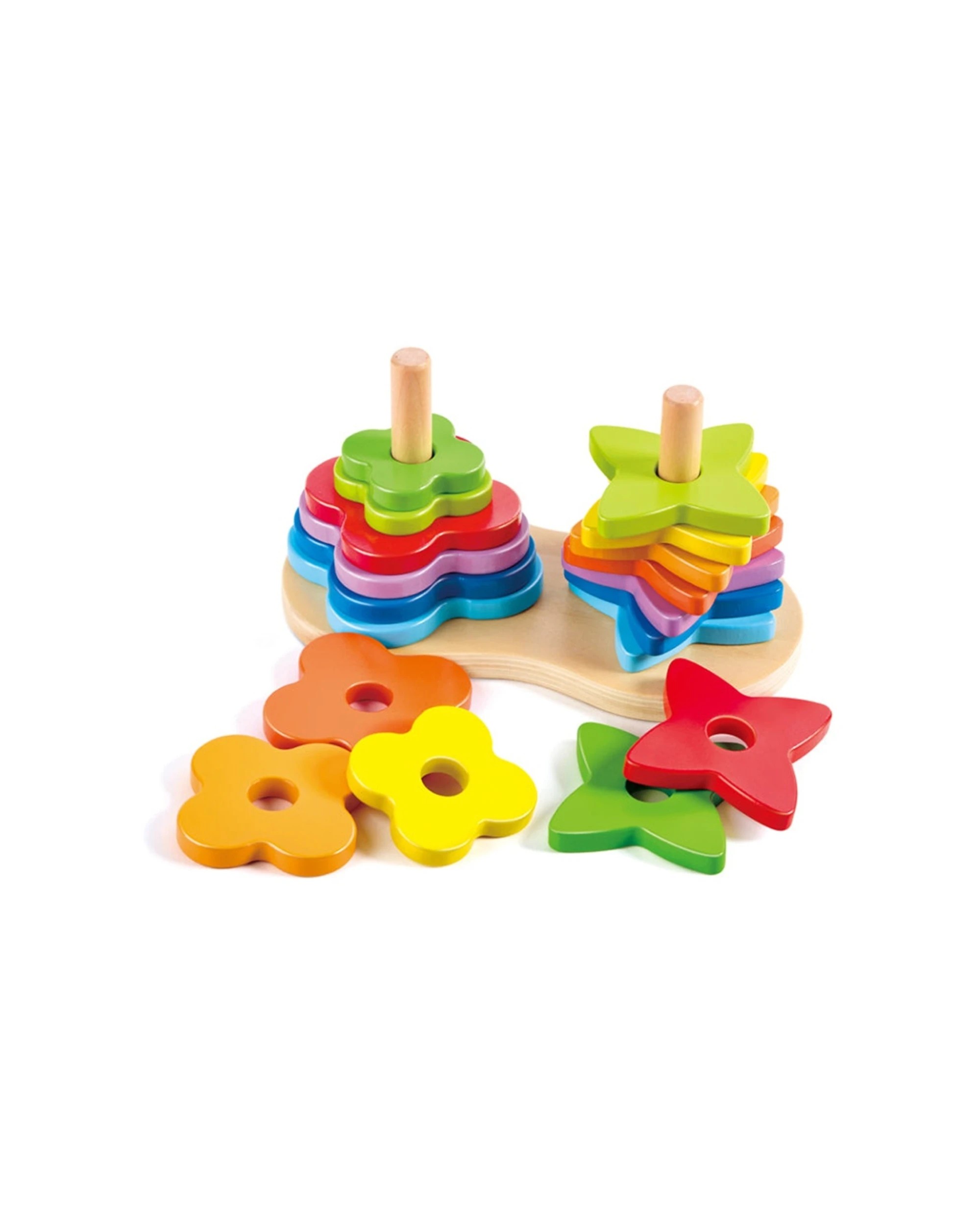 1 Hape Double Rainbow Stacker Wooden Toy Kids Durable Plastic Educational Play Activity Toy - Multi, 1 of 5
