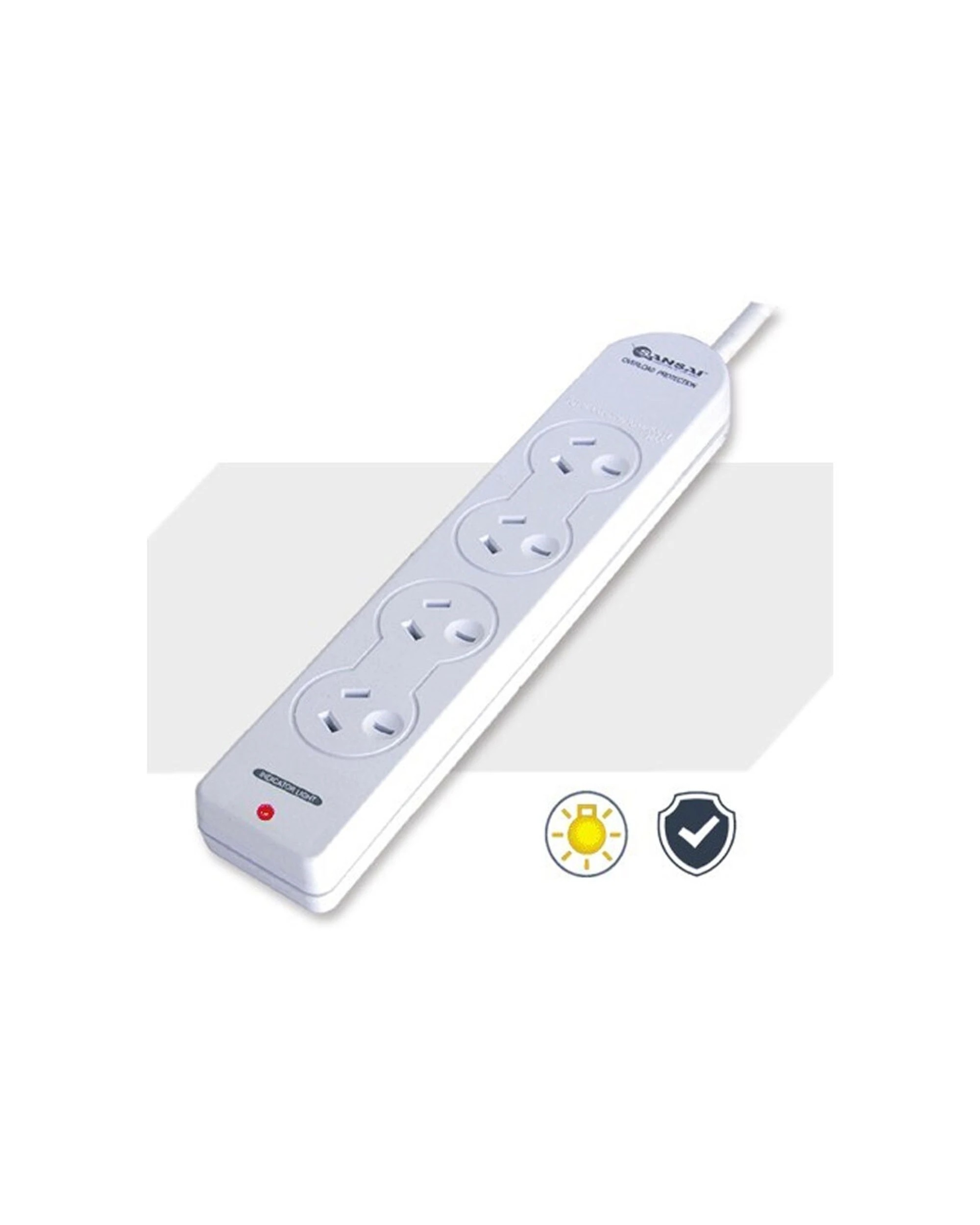 2 Sansai 4 Way Power Board Sockets Overload Protection Reset Button 1m Cord 10A Max - White, 2 of 2