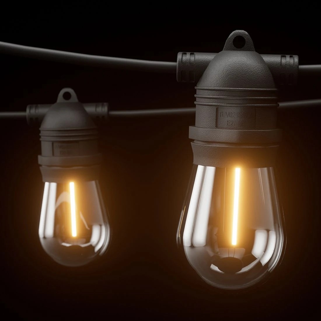 1 82m Festoon Lights Christmas Fairy String Lights Outdoor Party Garden - Black, 1 of 4