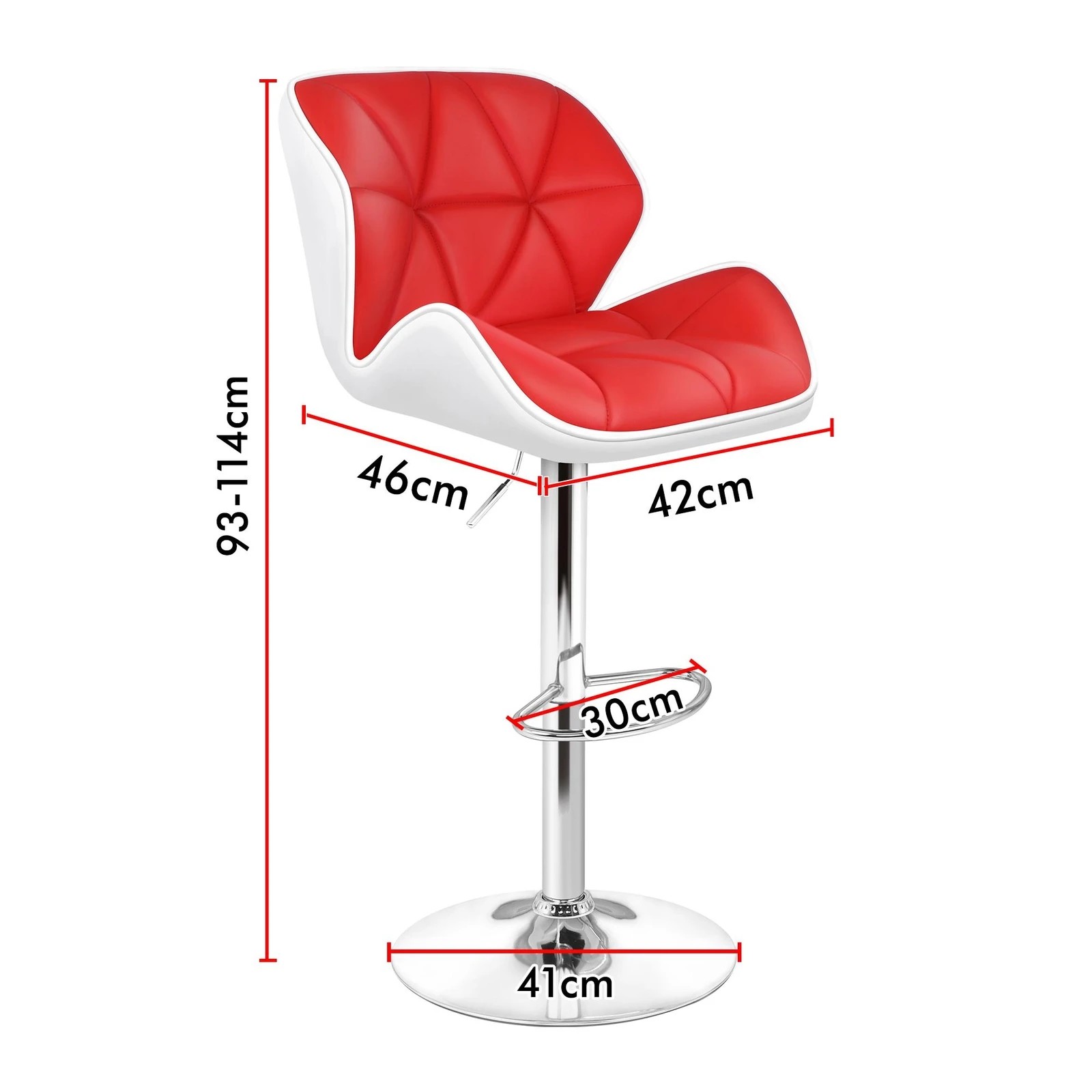 3 Alfordson 2x Bar Stools Willa Kitchen Gas Lift Swivel Chair Leather - Red, 3 of 9