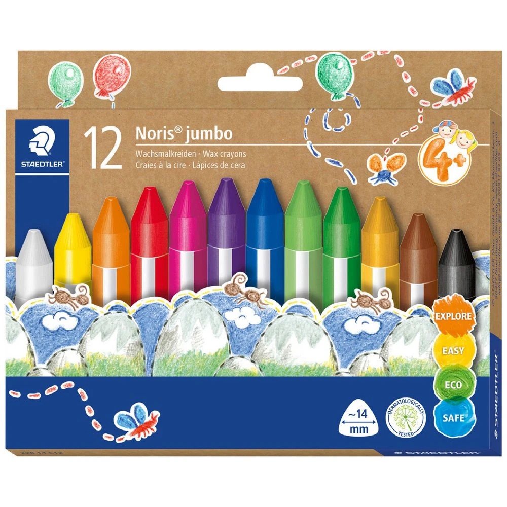 1 Staedtler Noris Triangular Wax Crayons 14mm 12 Pack, 1 of 6