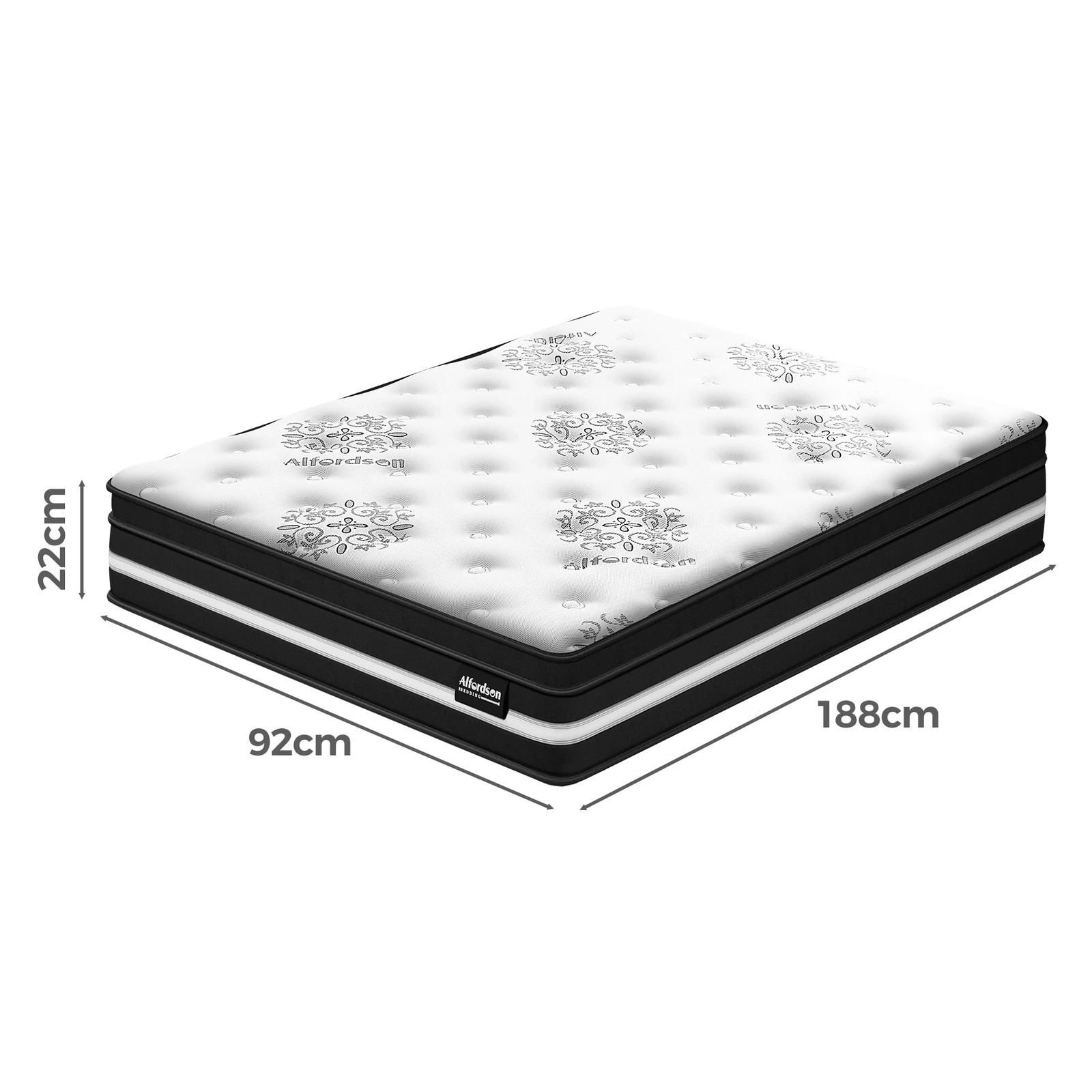 9 Alfordson Mattress 22CM Euro Top Bonnell Spring Foam Medium Firm - Single Bed, 9 of 9