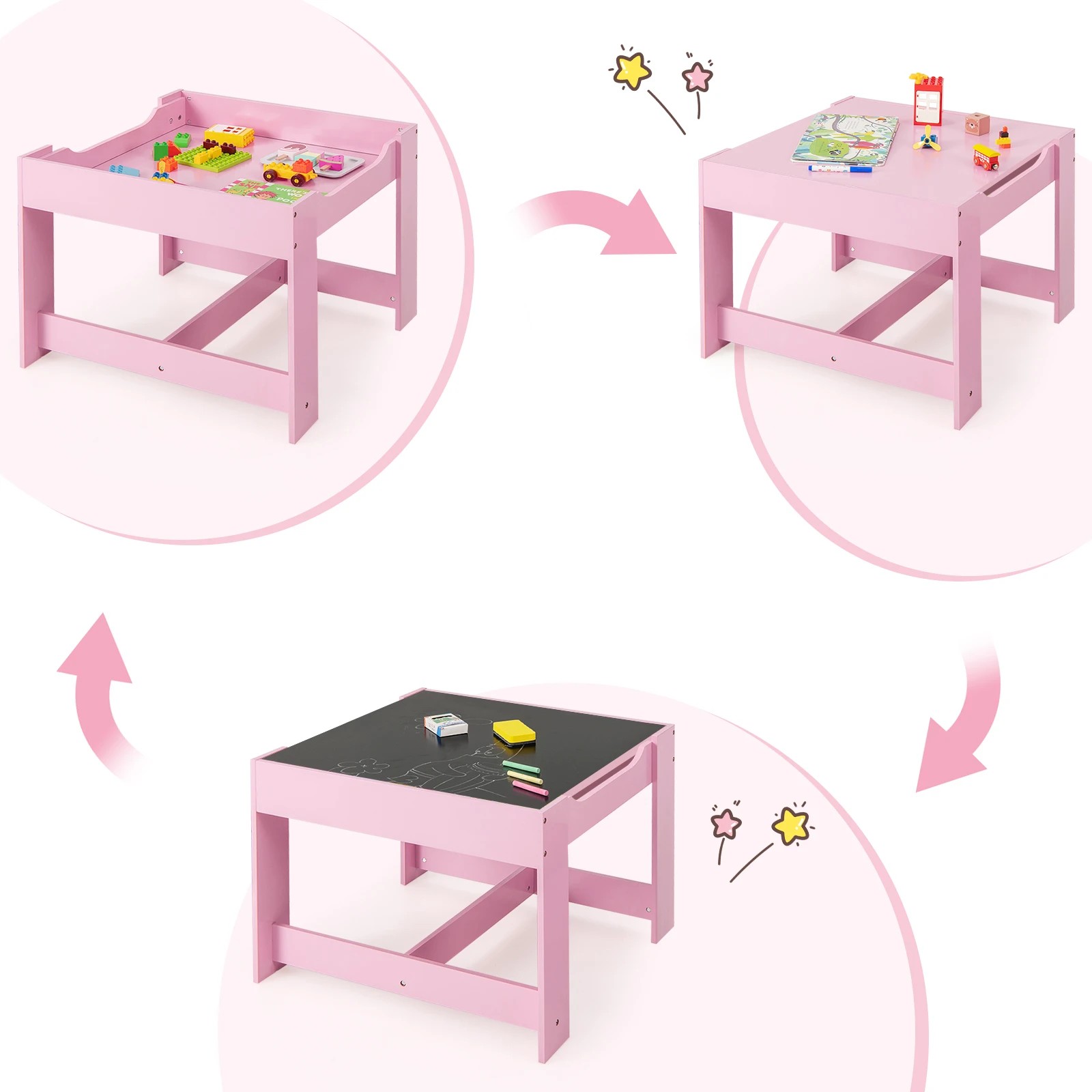 4 Costway 3PCS Kids Table & Chairs Set w/Storage Box, 4 of 6