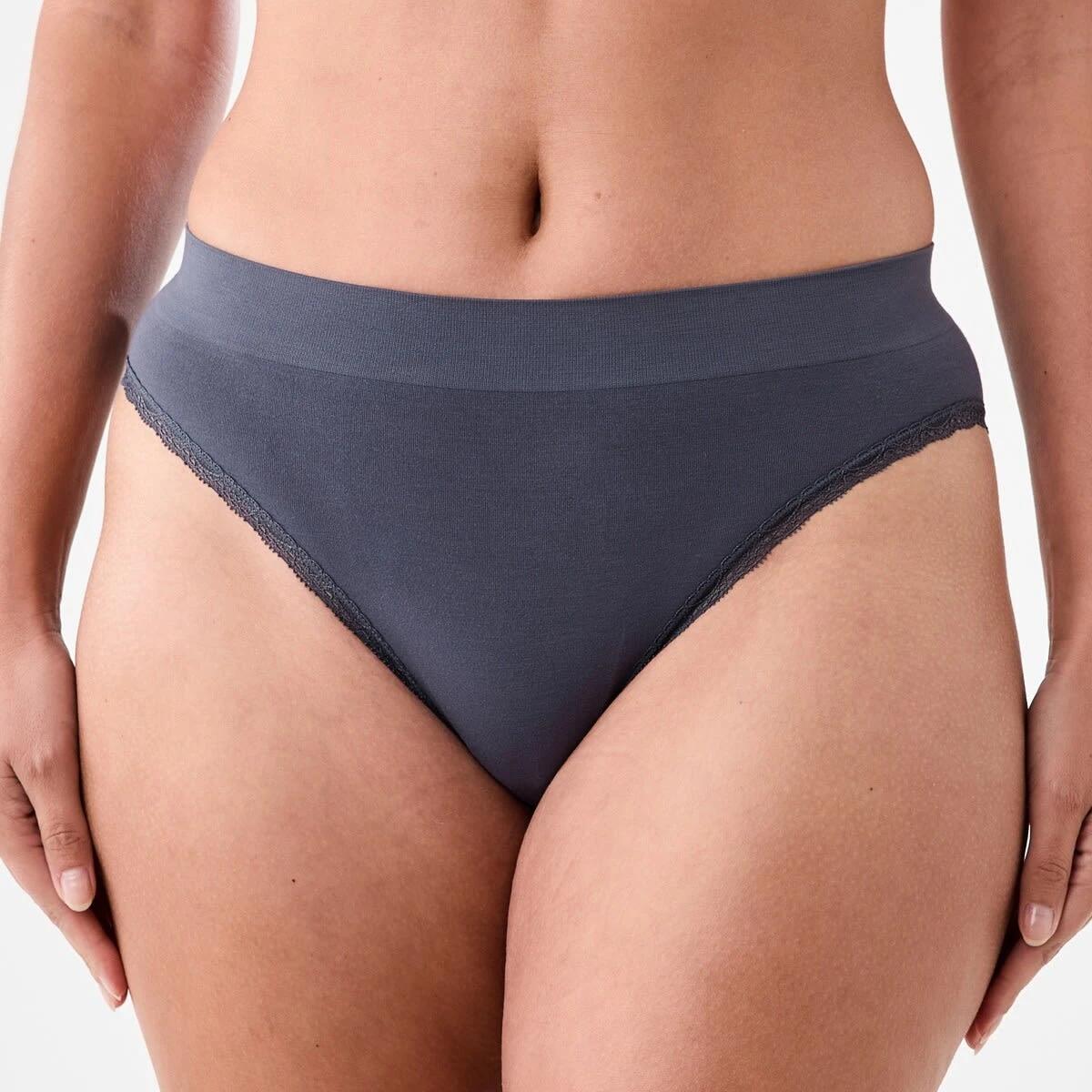 6 3 Pack Seamfree Bamboo Lace Bikini Briefs HALOGEN BLUE, SILVER MARLE, SHADOW NAVY, 6 of 9