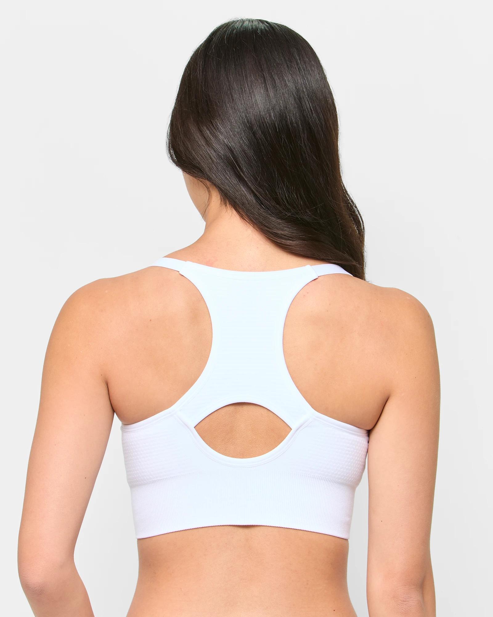 3 Target Medium Impact Seamfree Racer Sports Crop Top WHITE, 3 of 3