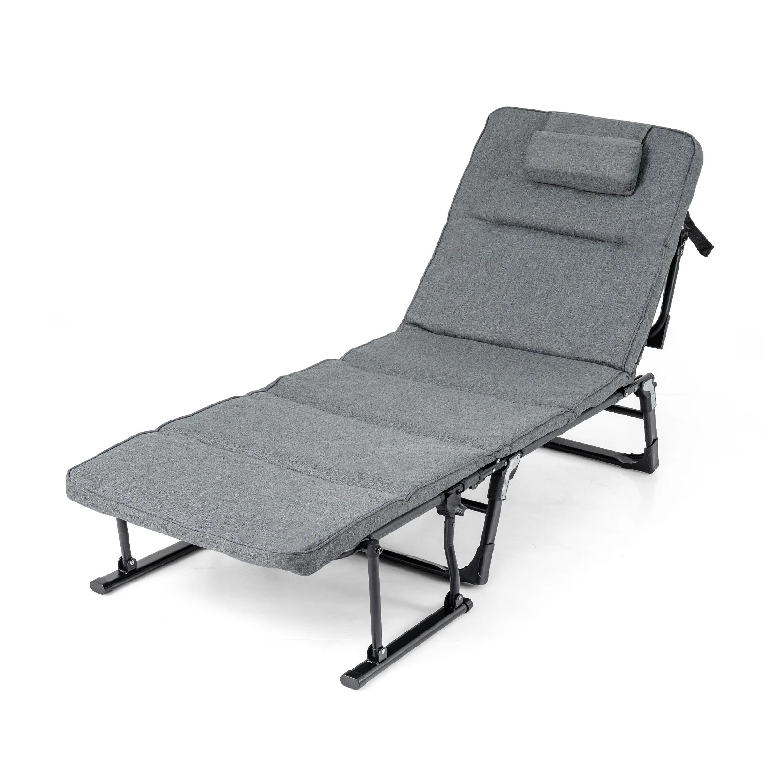 1 Costway 3 in 1 Folding Camping Cot Lounge Sleeper Bed Convertible Sofa Chair w/6-Position Adjustable, 1 of 3