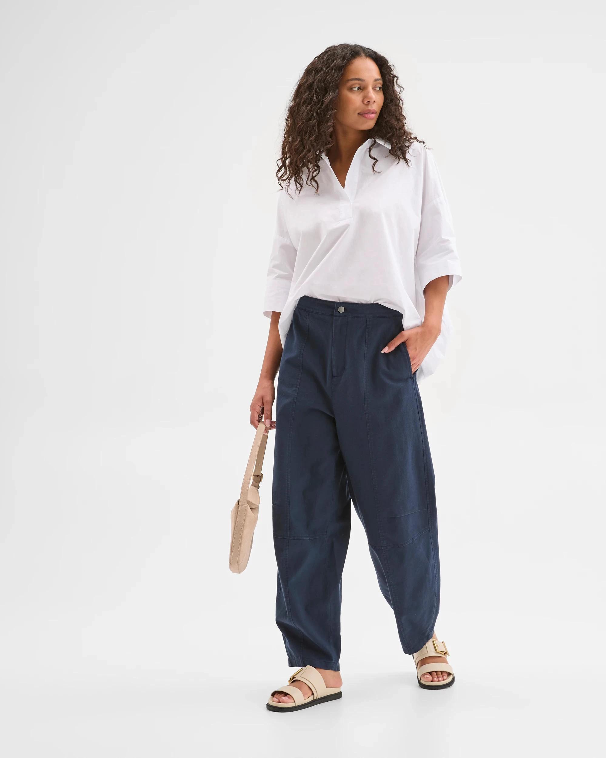 2 Target Australian Cotton Blend Soft Barrel Leg Pants NAVY BLAZER, 2 of 6