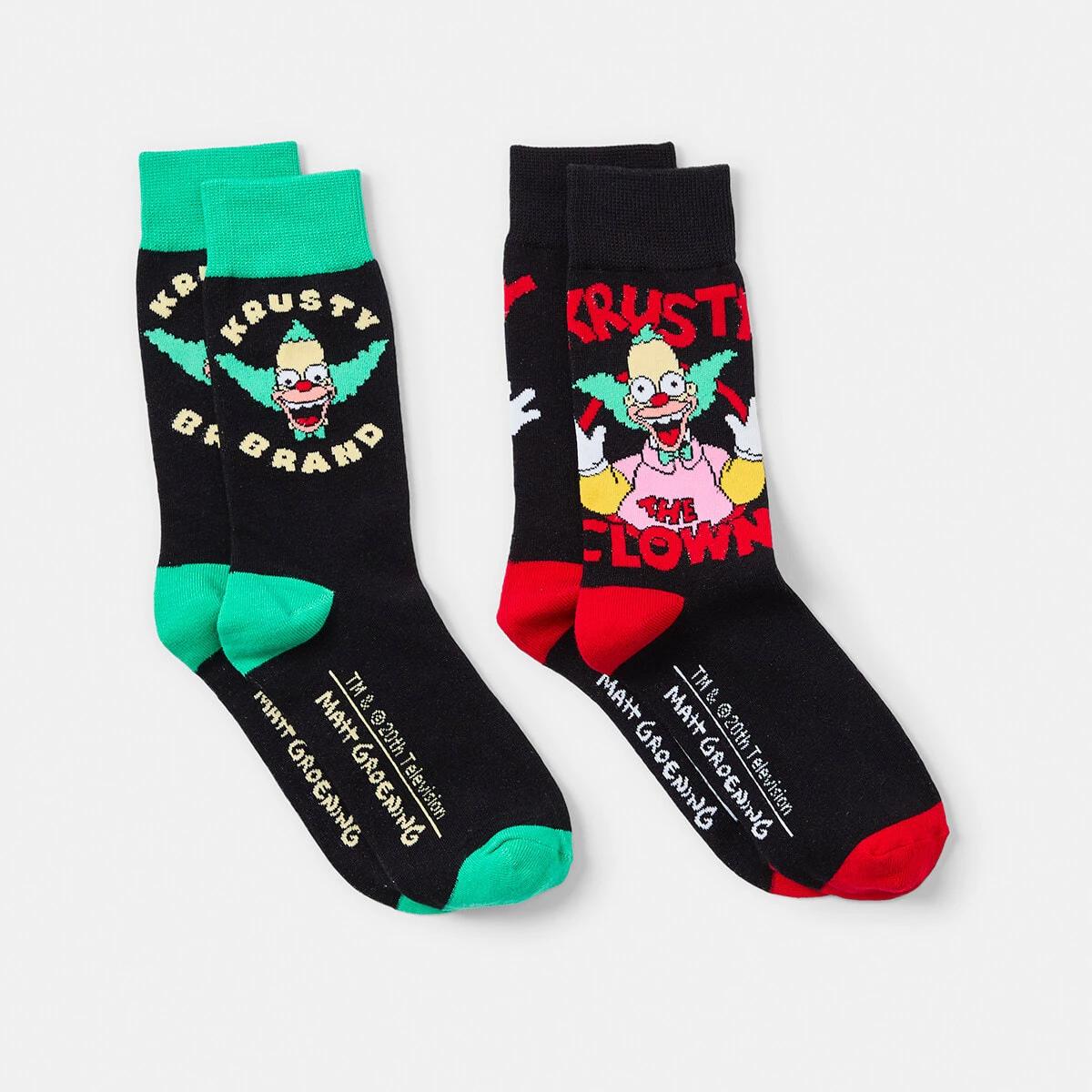 1 2 Pack The Simpsons Krusty The Clown License Socks Krusty, 1 of 3