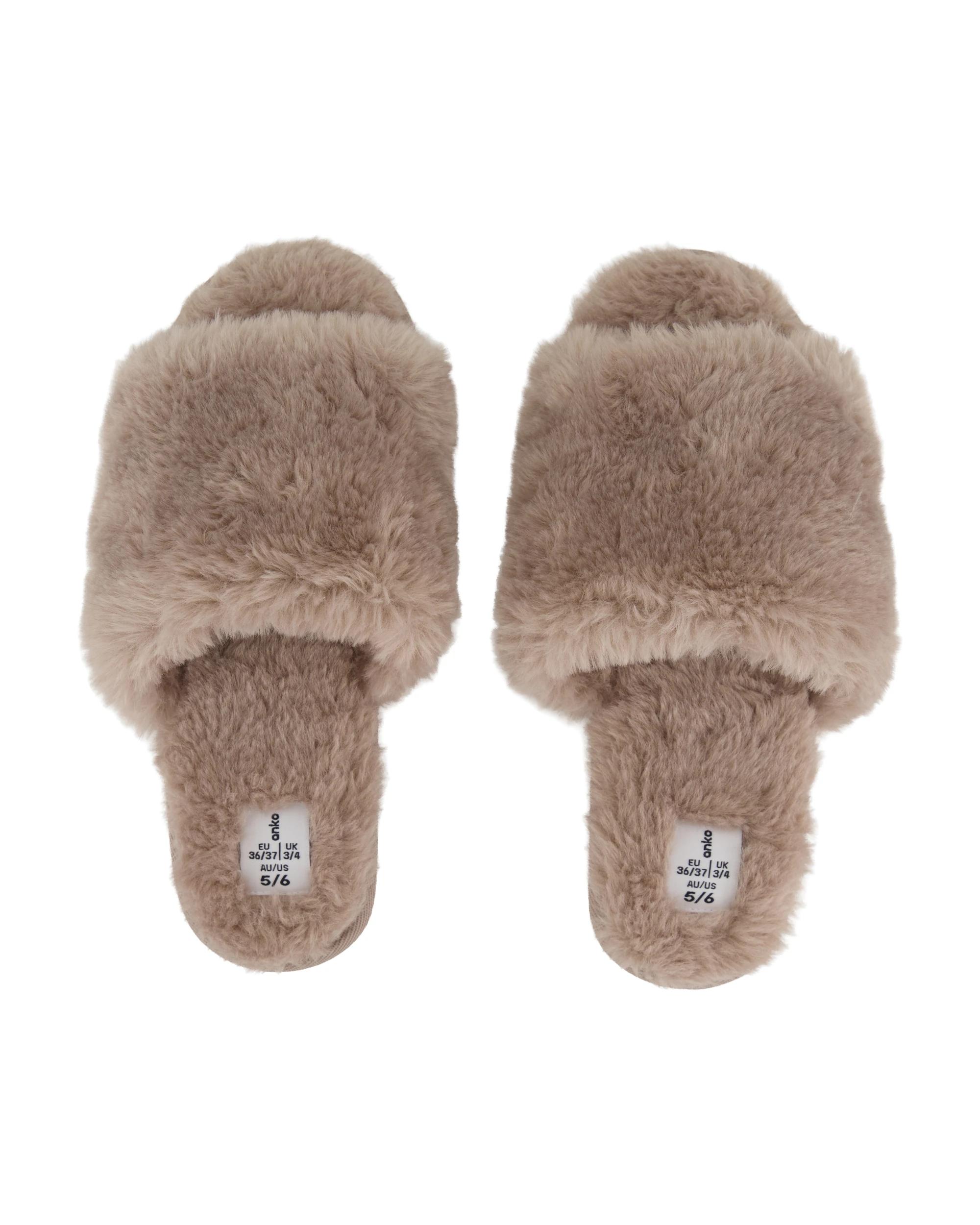 2 EVA Outsole Furry Slides Mocha, 2 of 3