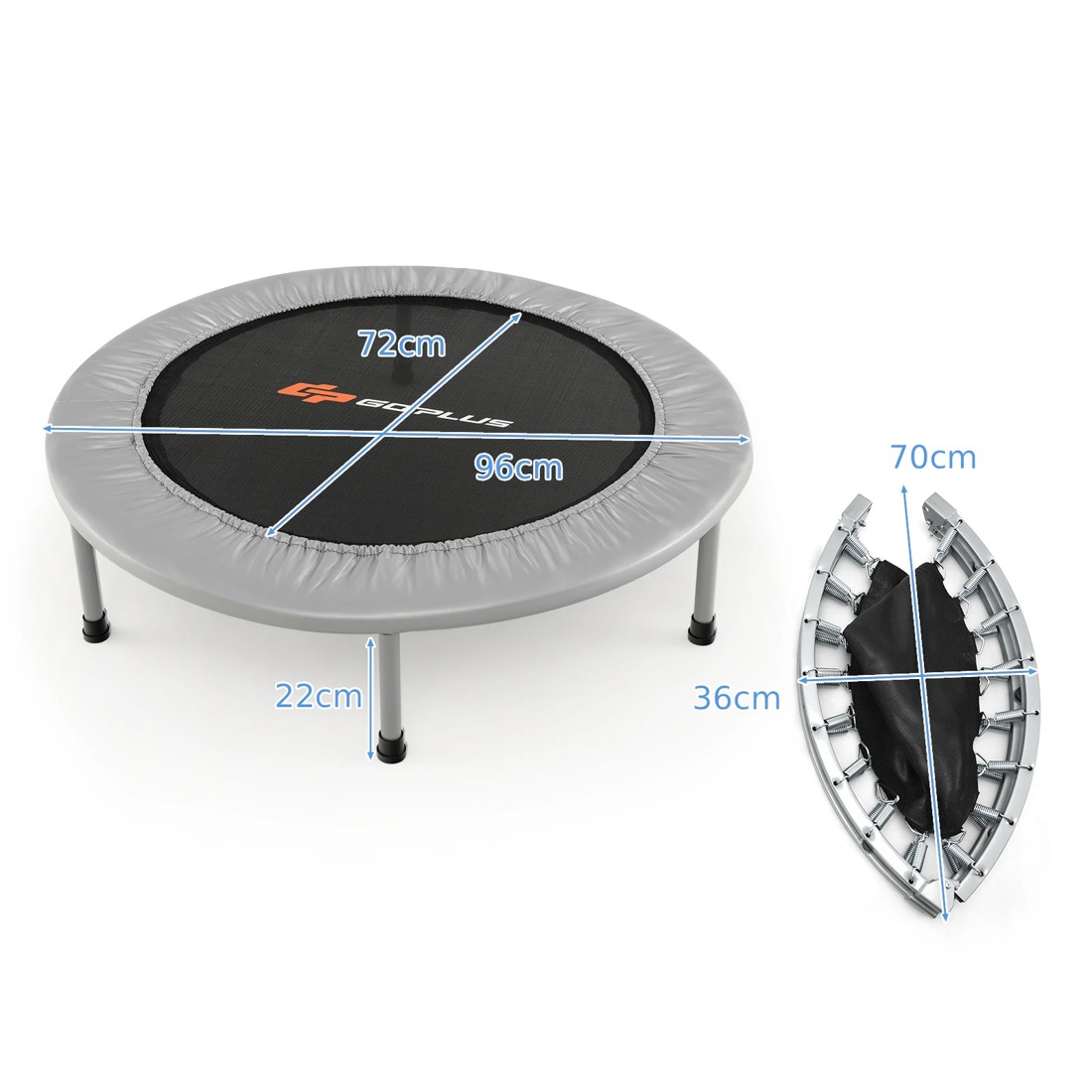 2 Costway Folding Trampoline Portable Recreational Rebounder Outdoor Toy Silver, 2 of 2